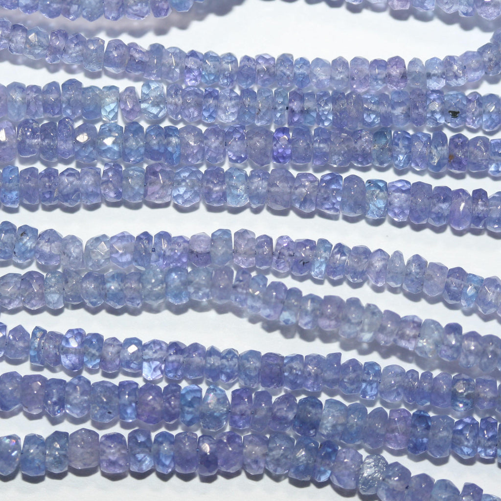 Cuentas redondas facetadas de tanzanita de 40 cm (3,5 x 2 mm) - Hilo de 40 cm