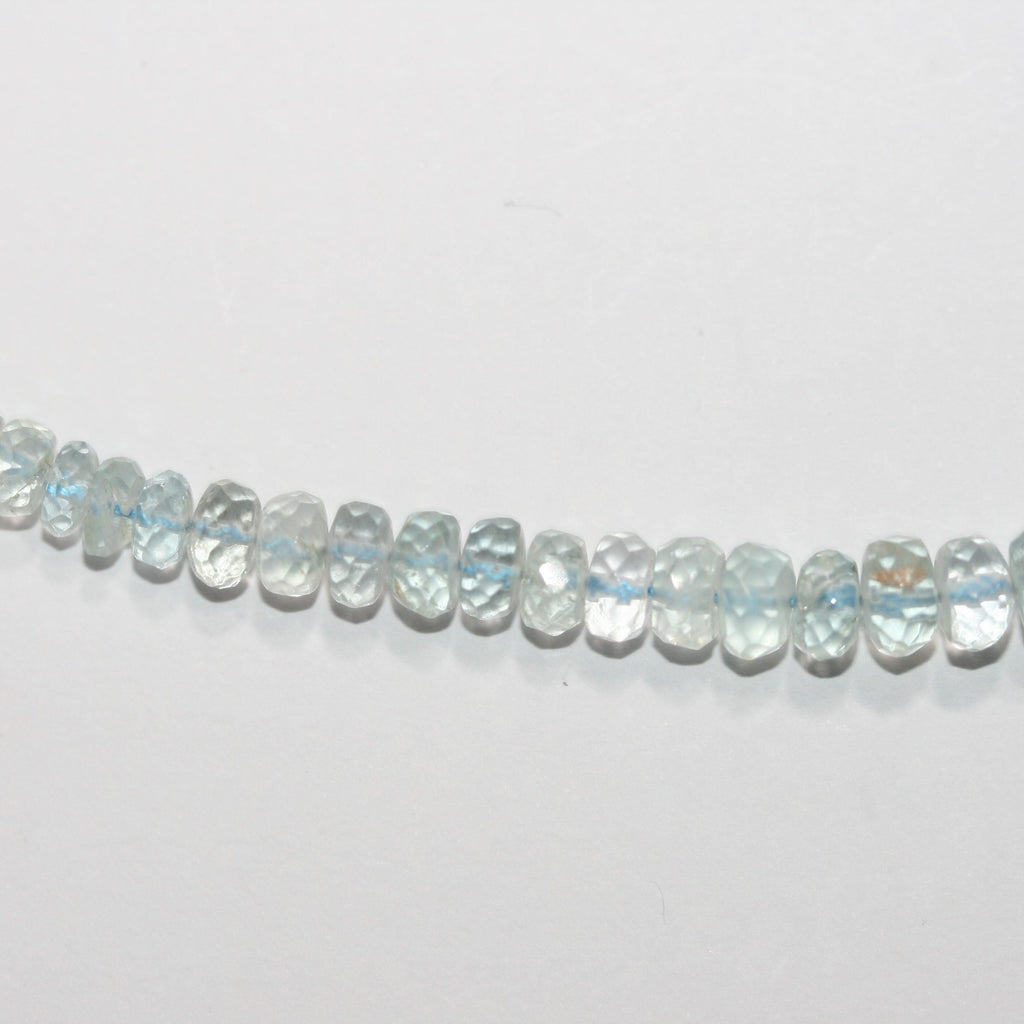Cuentas redondas facetadas de aguamarina de 40 cm, graduadas, de 6,5 x 5-4 x 2 mm. Aprox. - Hilo de 40 cm - Artículo 15043