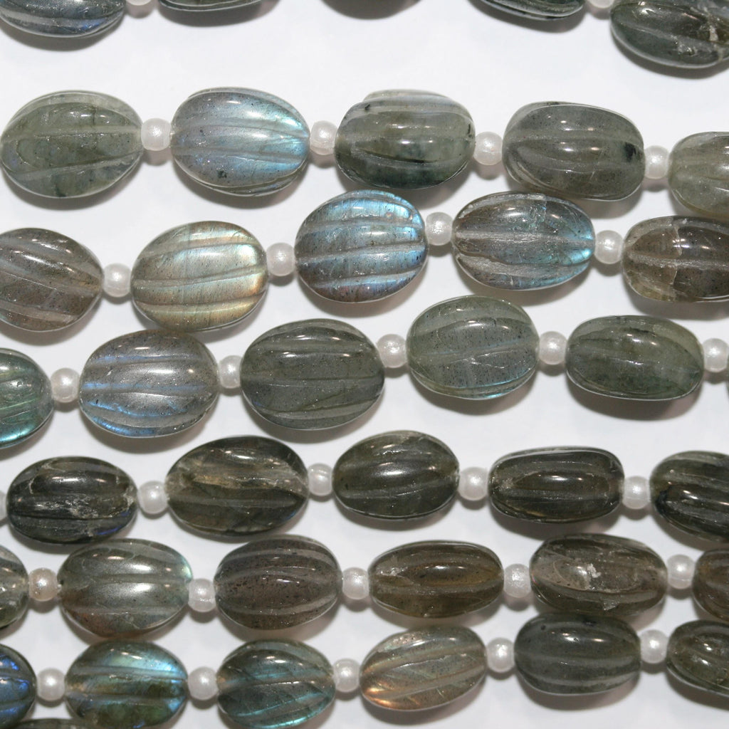 Cuentas ovaladas de labradorita de 8" (10 x 8 mm) - Hilo de 20 cm - Artículo 15024