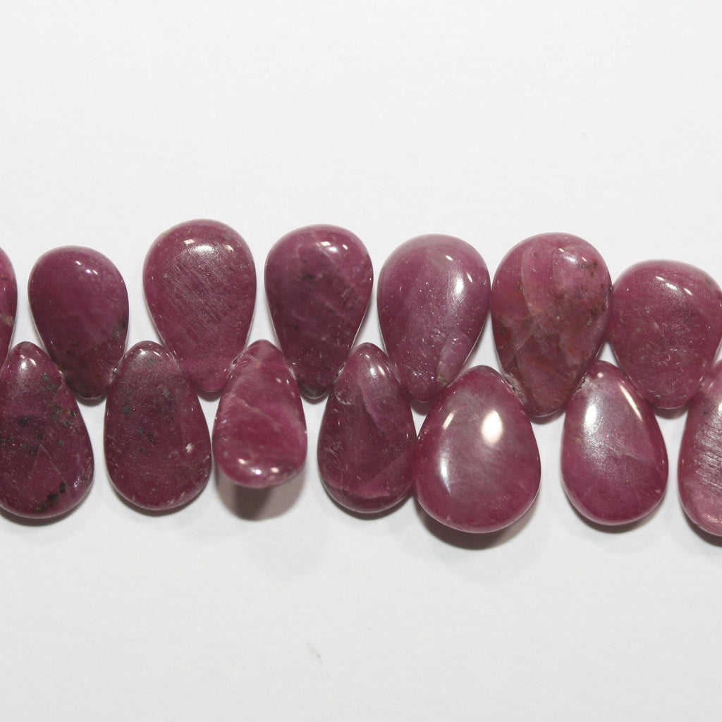 Cuentas lisas de rubí St. de 7", 10 x 7 mm. Aprox. - Hilo de 15 cm.