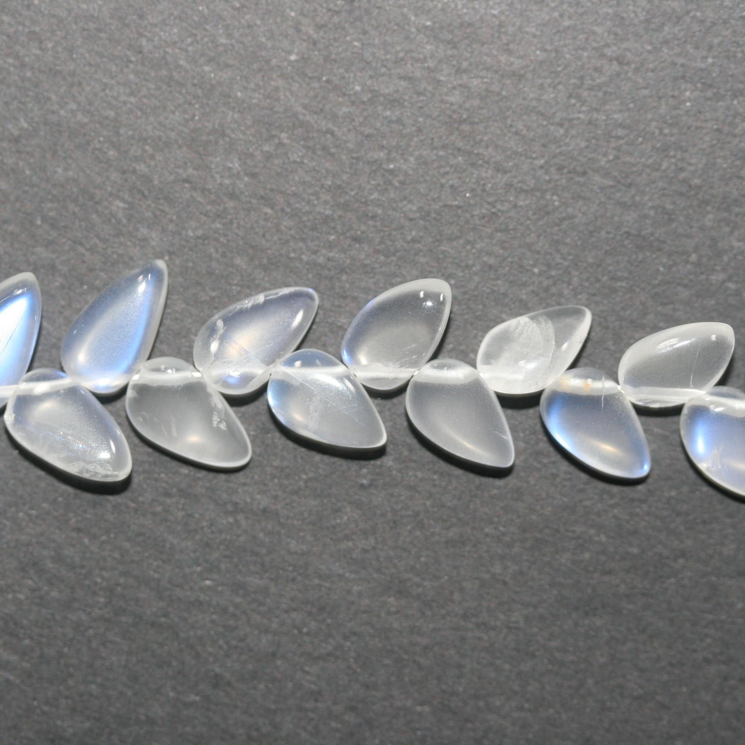 Cuentas planas de piedra lunar de 6" (9 x 5 mm) - Hilo de 16 cm - Aprox. - Artículo 14993