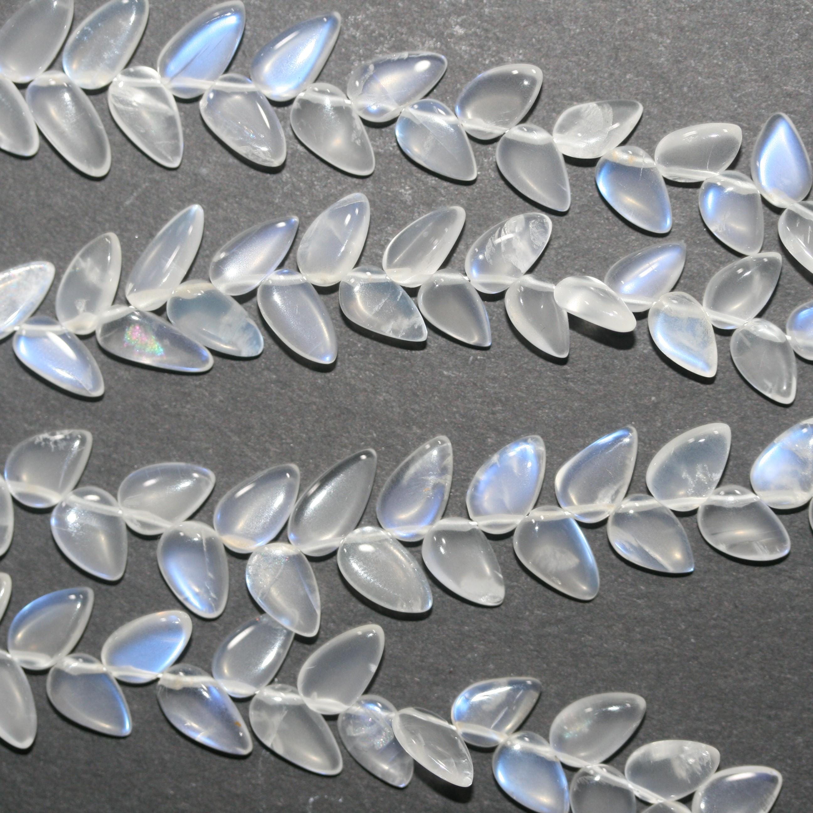 Cuentas planas de piedra lunar de 6" (9 x 5 mm) - Hilo de 16 cm - Aprox. - Artículo 14993