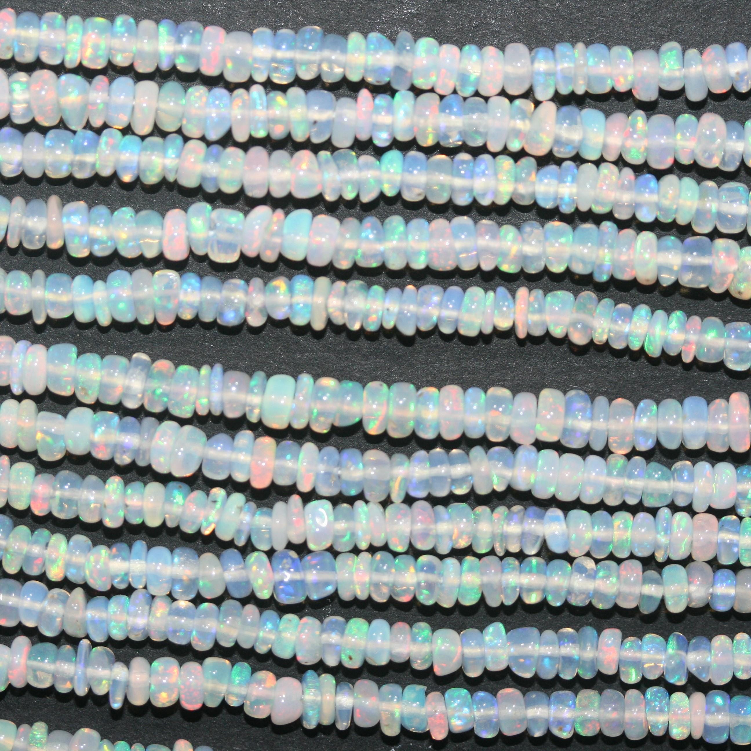 Cuentas redondas lisas de ópalo etíope de San Etiopía, 3,5 x 1,5 mm (aprox.), tira de 40 cm