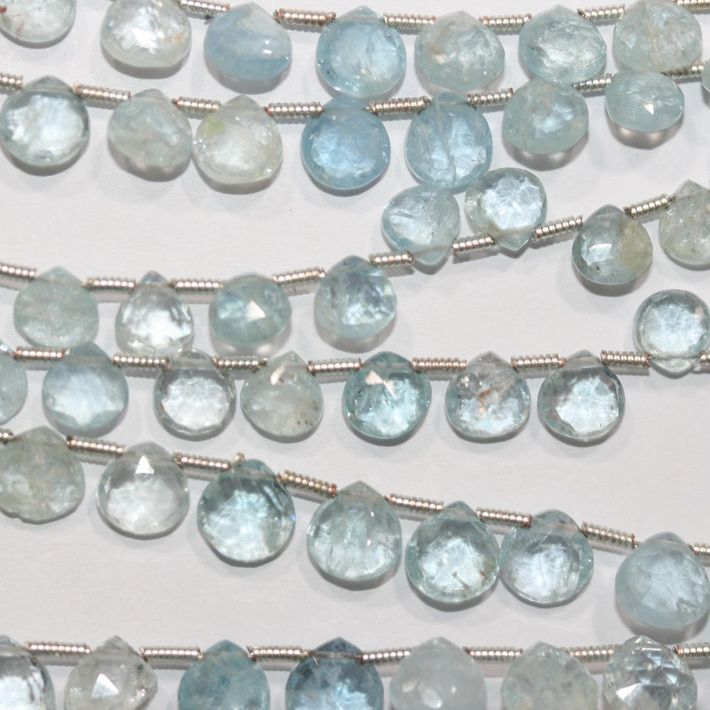 Cuentas de aguamarina facetadas de 8" (6-7 mm). Aprox. - Hilo de 20 cm. - Artículo 14987