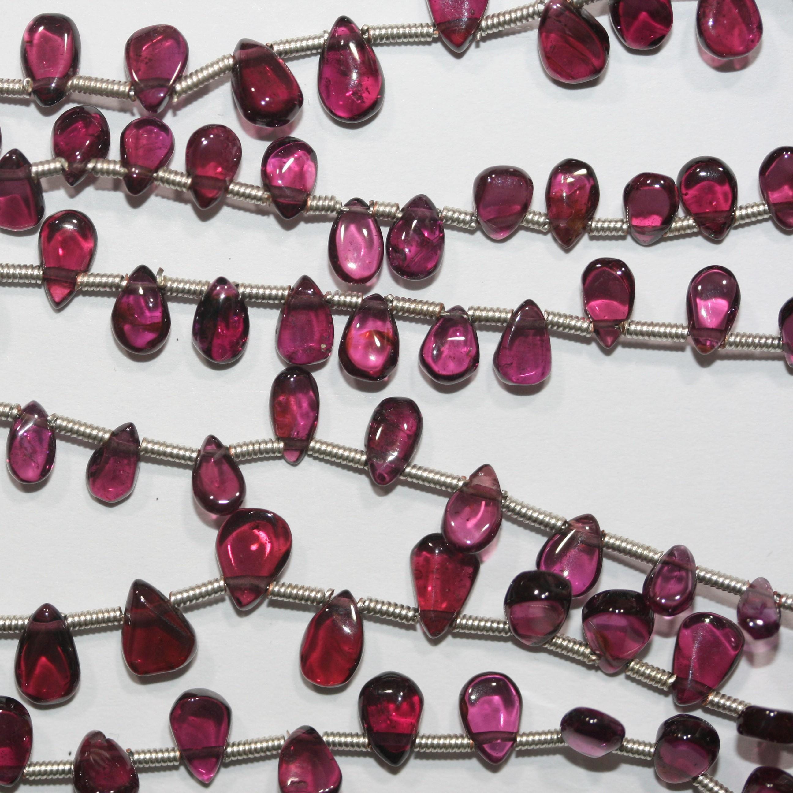 Perles plates lisses en grenat rhodolite St de 20 cm (8 pouces), 7 x 5 mm environ. Longueur du fil : 20 cm environ.