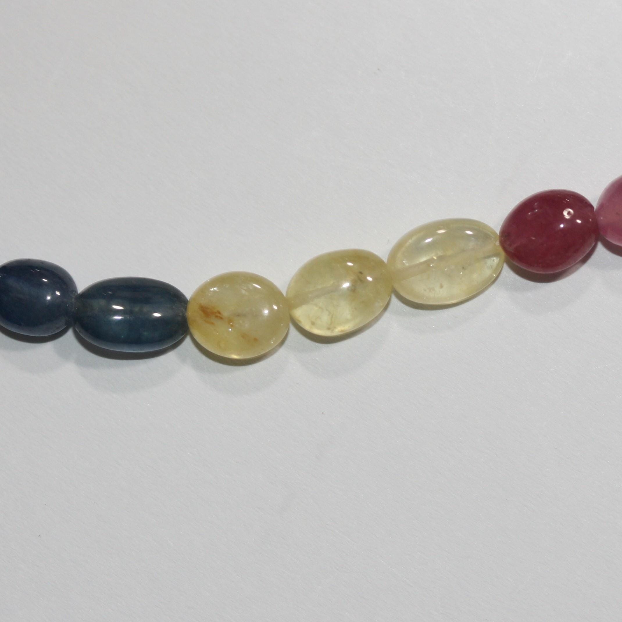 Cuentas ovaladas lisas de zafiro multicapa de 45,7 cm (18"), 8 x 7 mm (aprox. - Hilo de 46 cm)