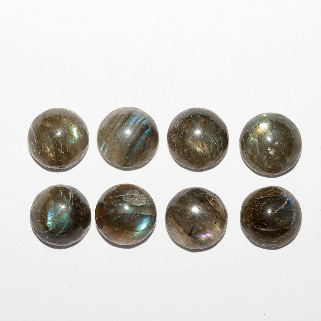 Lote de 8 cabujones redondos de labradorita de 8 mm (8 piezas)