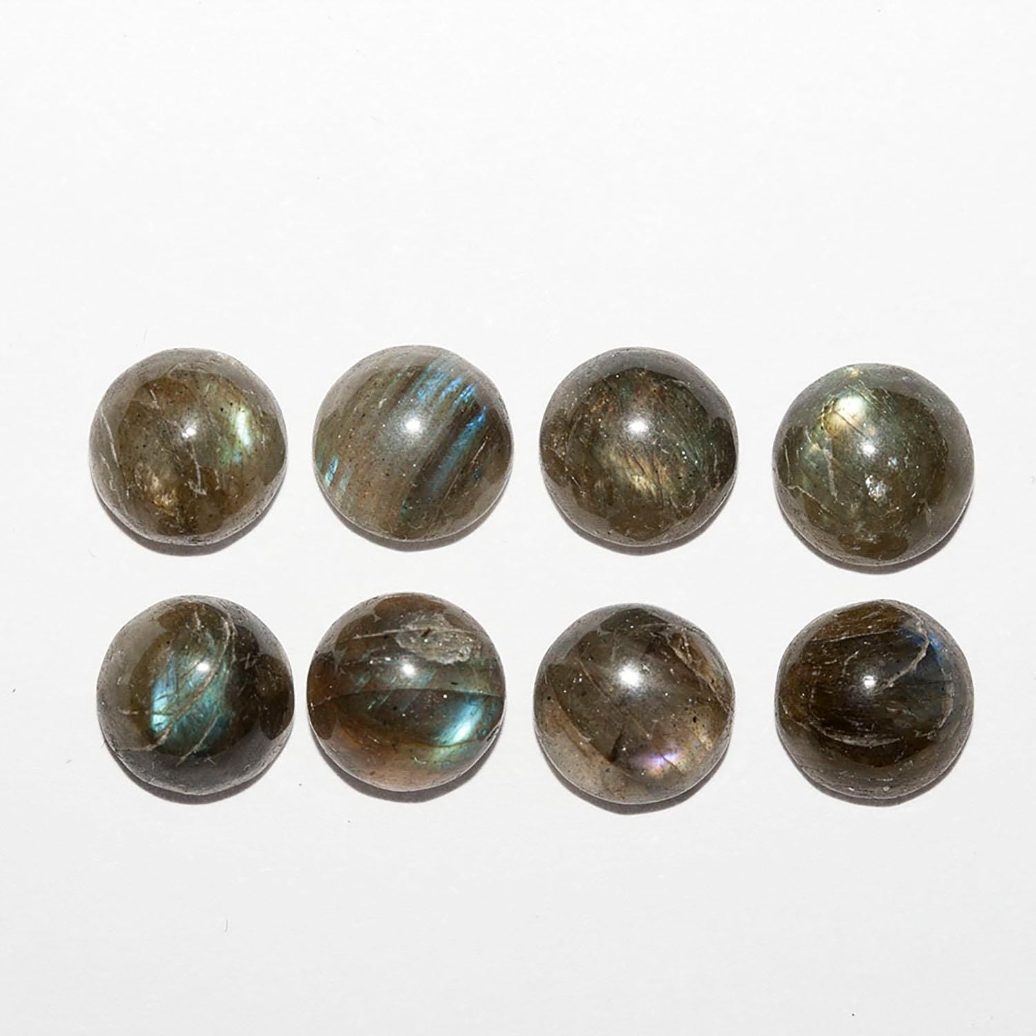 Lote de 8 cabujones redondos de labradorita de 8 mm (8 piezas)