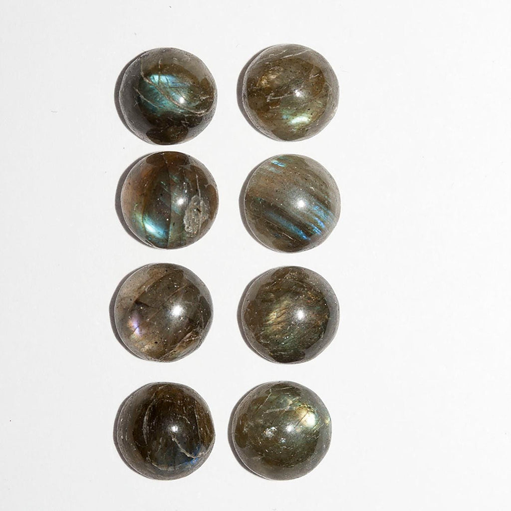 Lote de 8 cabujones redondos de labradorita de 8 mm (8 piezas)