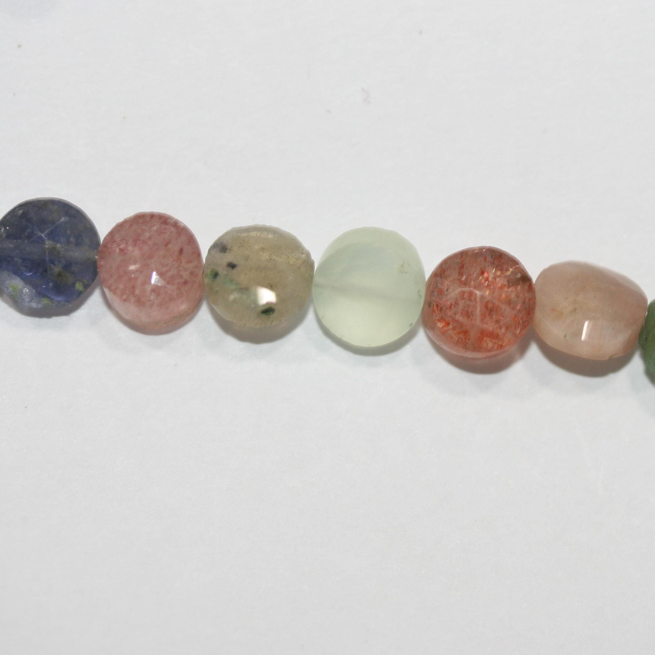 Perles de monnaie à facettes en pierre multiple de 8 pouces, 6 mm - Brin de 20 cm.