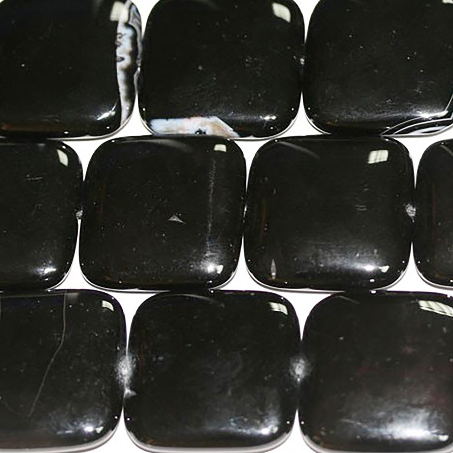 Perles carrées lisses en onyx rayé 15" 30 mm.-Rig 39 cm.