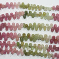 Perles en forme de goutte facettées en saphir rose-vert de 8 pouces (environ 6 x 4 mm) - Longueur du fil : 20 cm.