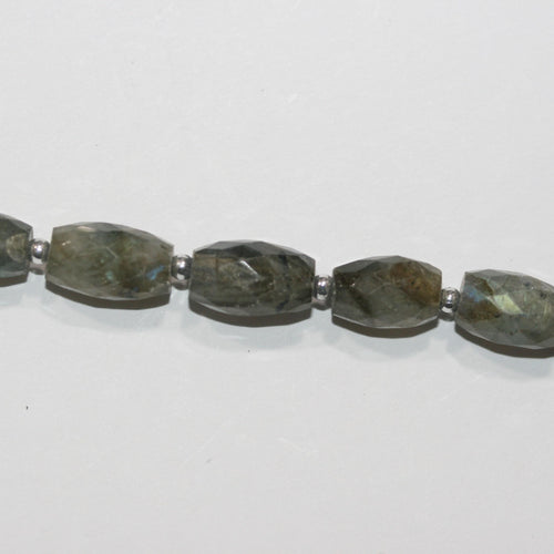Perles cylindriques à facettes en Labradorite de 10 pouces (11 x 7 mm). Longueur approximative du fil : 25 cm.