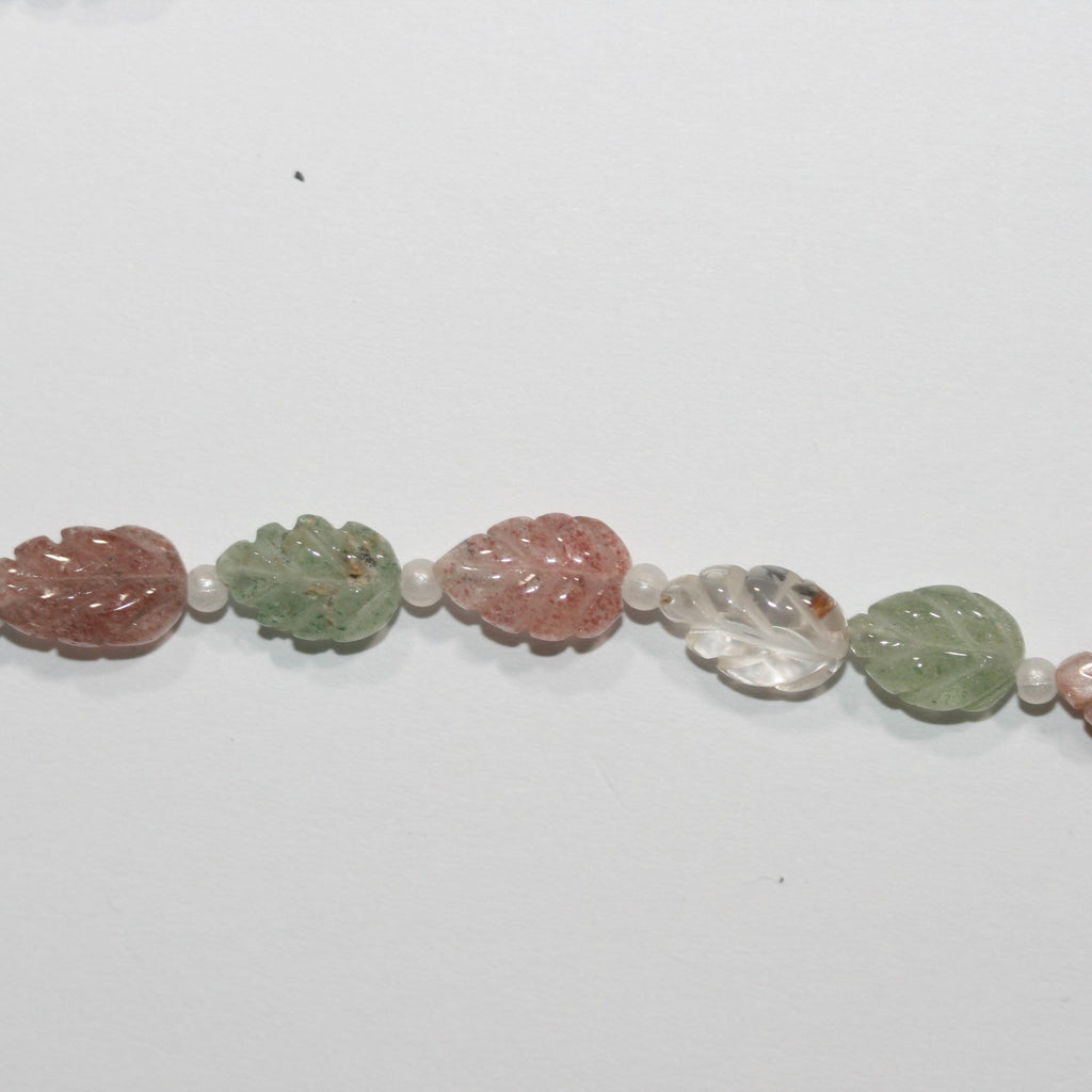 Perles de feuilles en pierre variée, 8 pouces (environ 20 cm), 12 x 8 mm. Longueur du fil : 20 cm. Réf. 15033