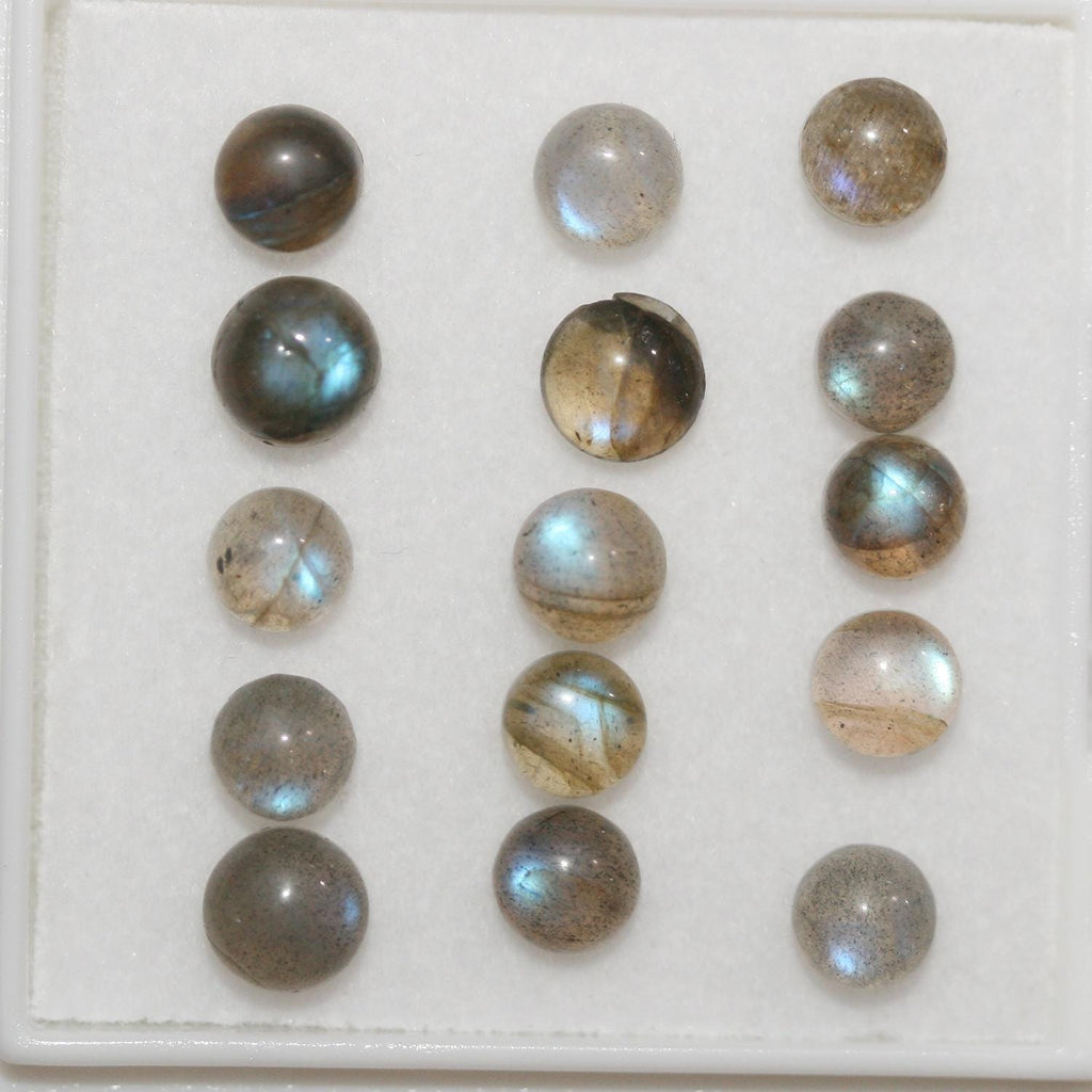 Lote de 15 cabujones redondos de labradorita de 5 mm (15 unidades)