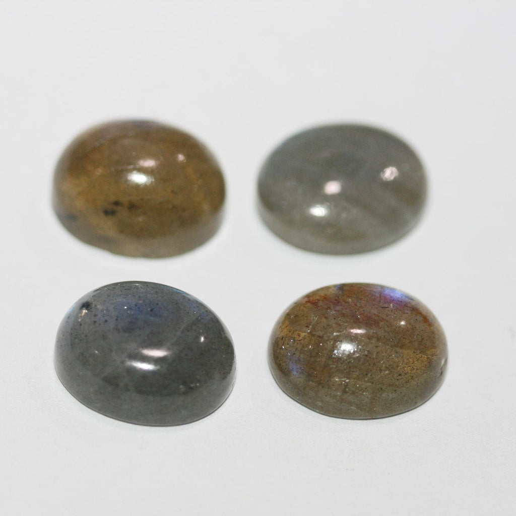 Lote de 4 cabujones ovalados de labradorita de 12 x 10 mm (4 unidades)