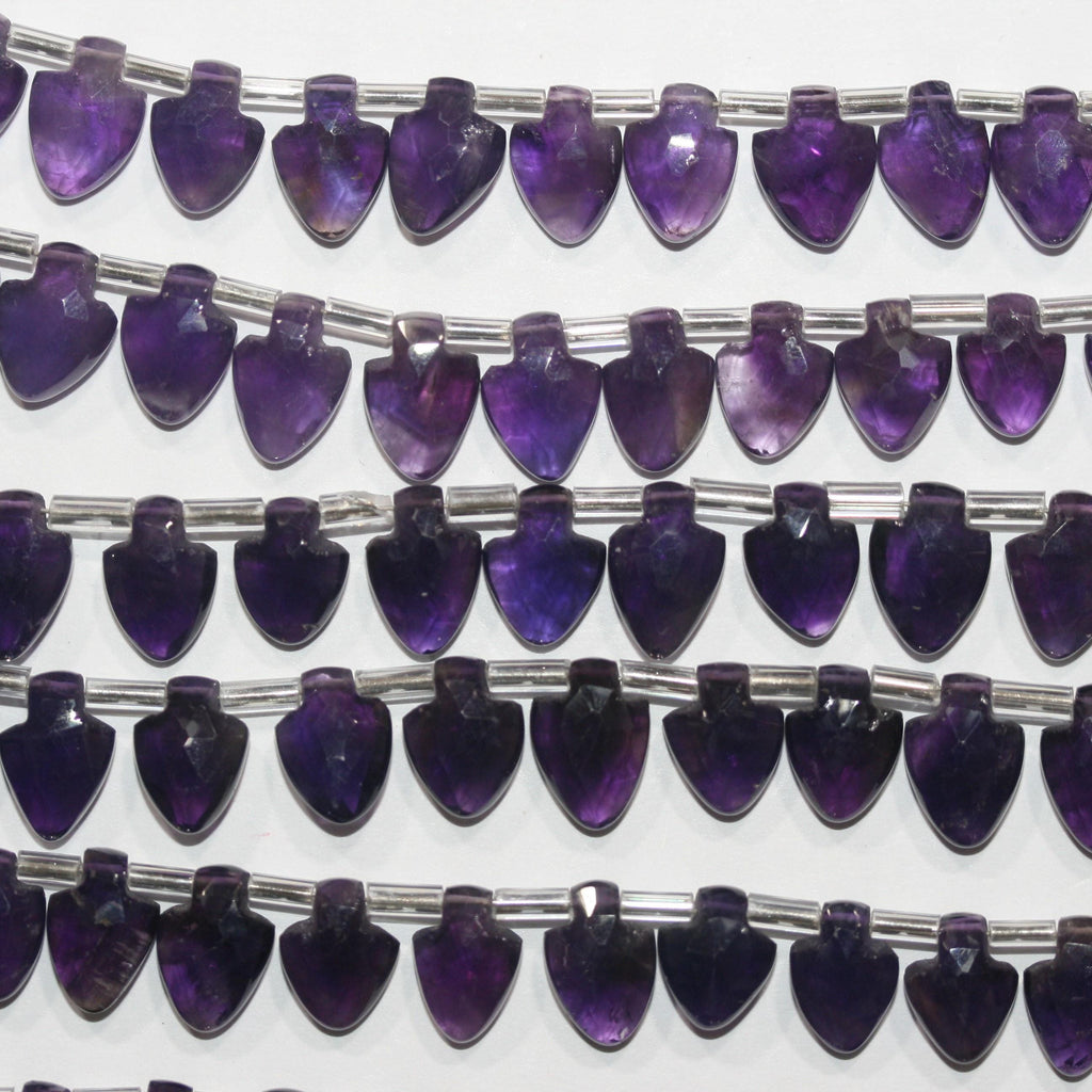 Cuentas de amatista facetadas con punta de lanza de 8" (11 x 8 mm) - Hilo de 20 cm - Ref. 15013