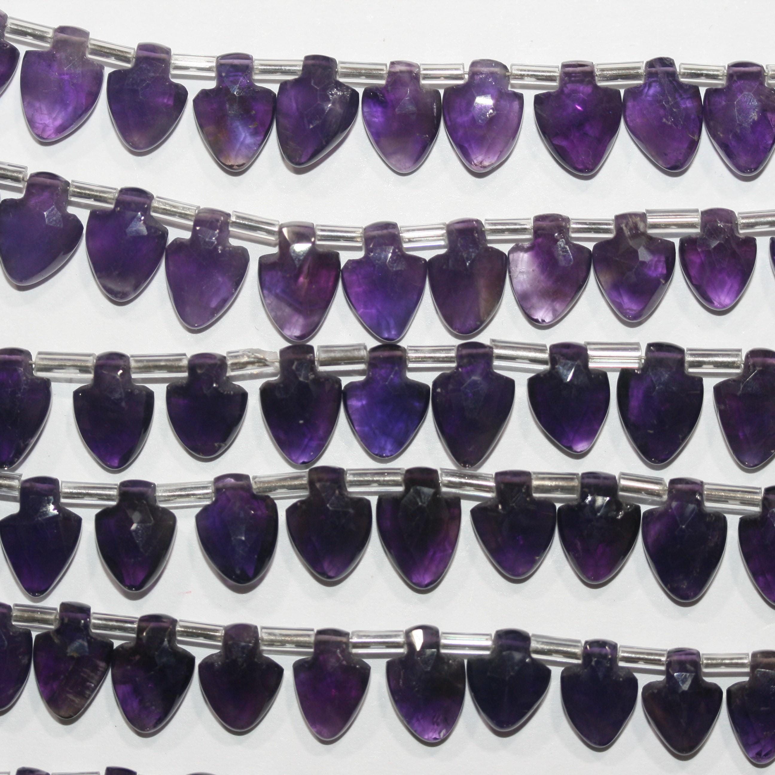 Cuentas de amatista facetadas con punta de lanza de 8" (11 x 8 mm) - Hilo de 20 cm - Ref. 15013