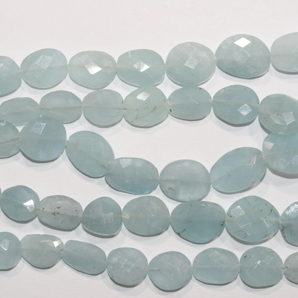 Cuentas ovaladas facetadas de aguamarina de 8", 13 x 10 mm aprox. - Hilo de 20 cm.