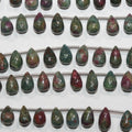 Perles en zoïsite St Ruby lisses en forme de goutte, 8 pouces, 10 x 6 mm - Fil de 20 cm.