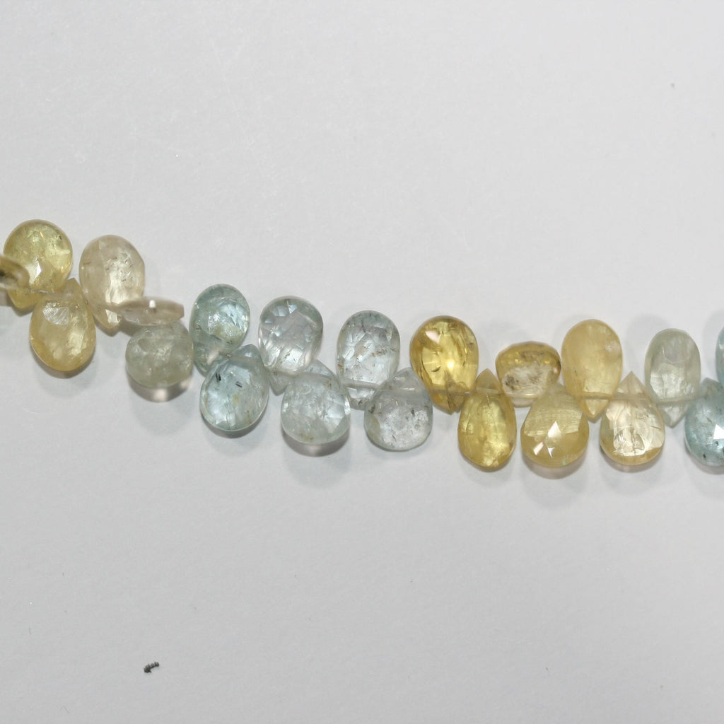 Cuentas facetadas de aguamarina y heliodoro de 8" (8 x 6 mm). Aprox. - Hilo de 20 cm. - Artículo 14986