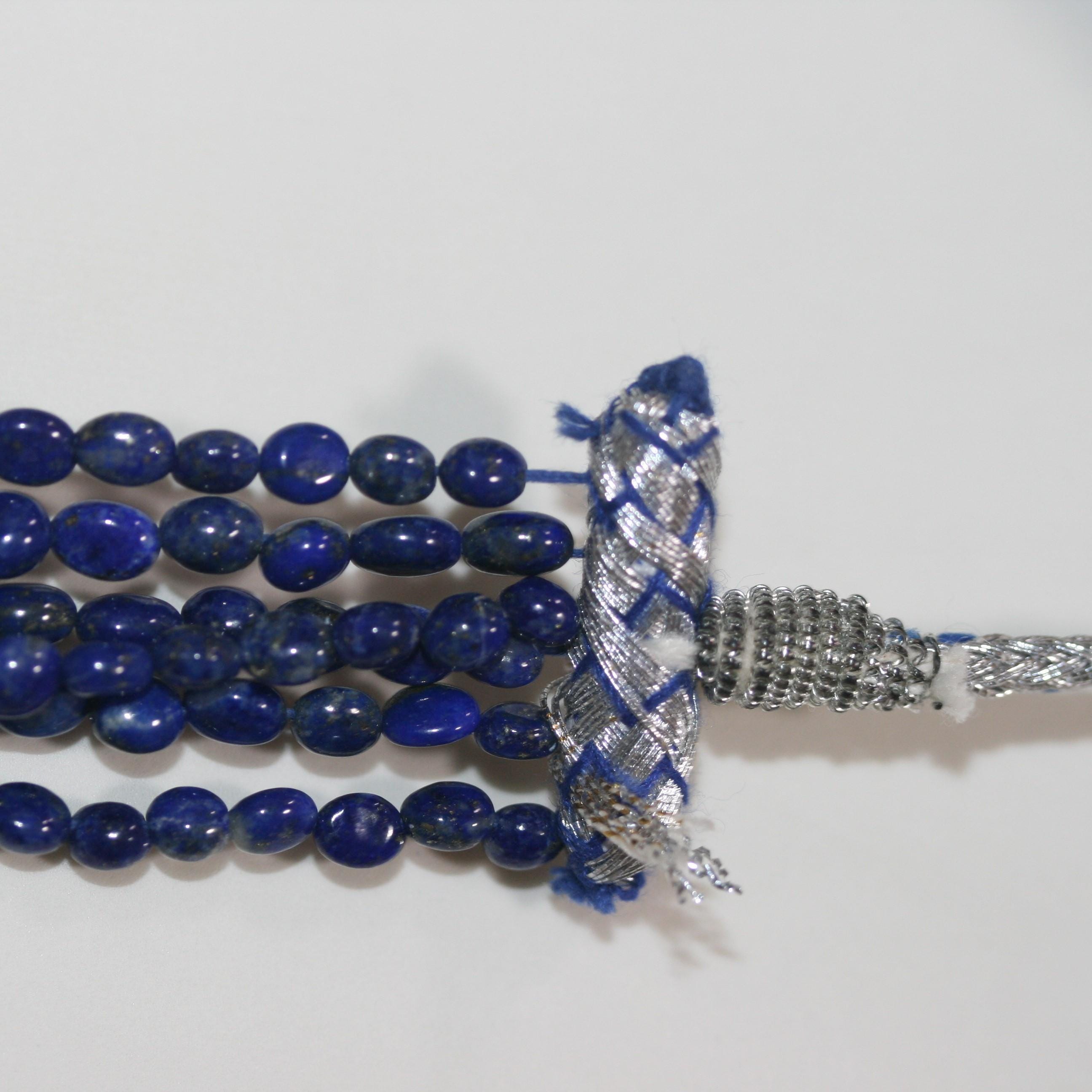 Collier de pépites de lapis-lazuli lisses et dégradées, 10 x 7 à 5 x 4 mm environ (6 rangs) - Réf. 15070