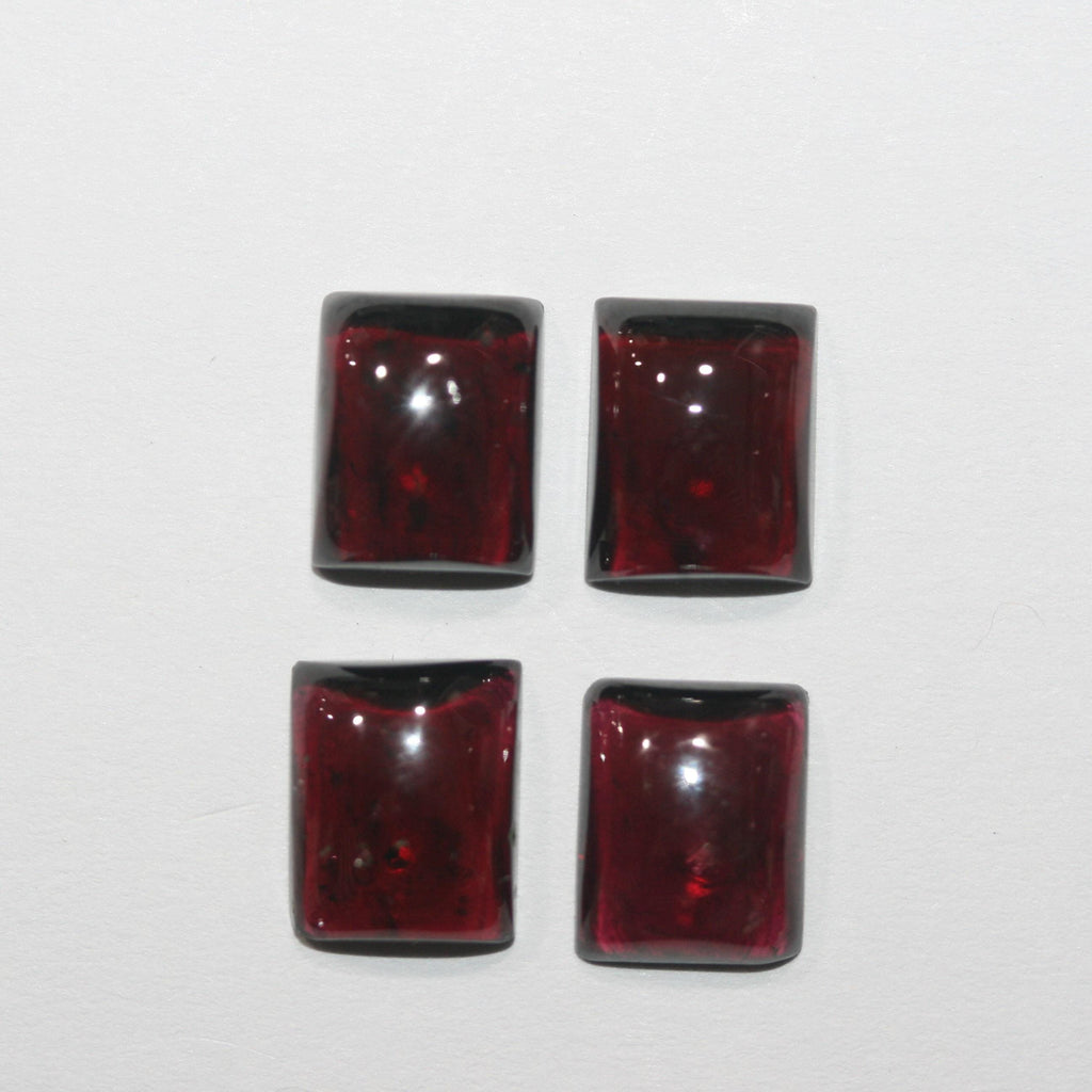 4 Pcs Garnet Rectangle Smooth Cabochon 10x8mm.-(4 pcs.)