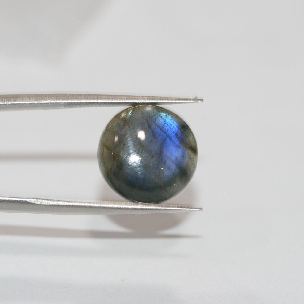 Lote de 2 cabujones redondos lisos de labradorita de 15 mm (2 unidades)