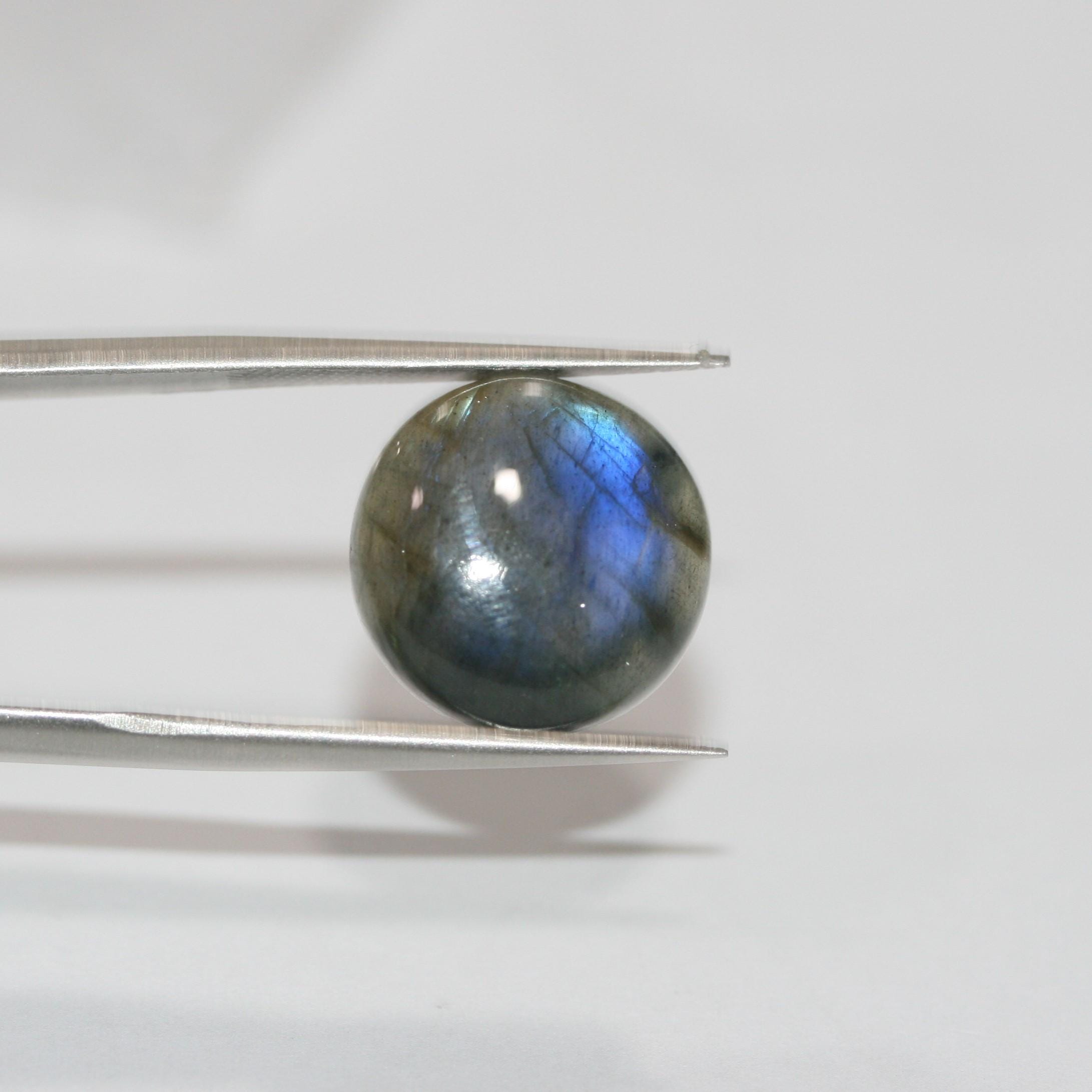 Lote de 2 cabujones redondos lisos de labradorita de 15 mm (2 unidades)