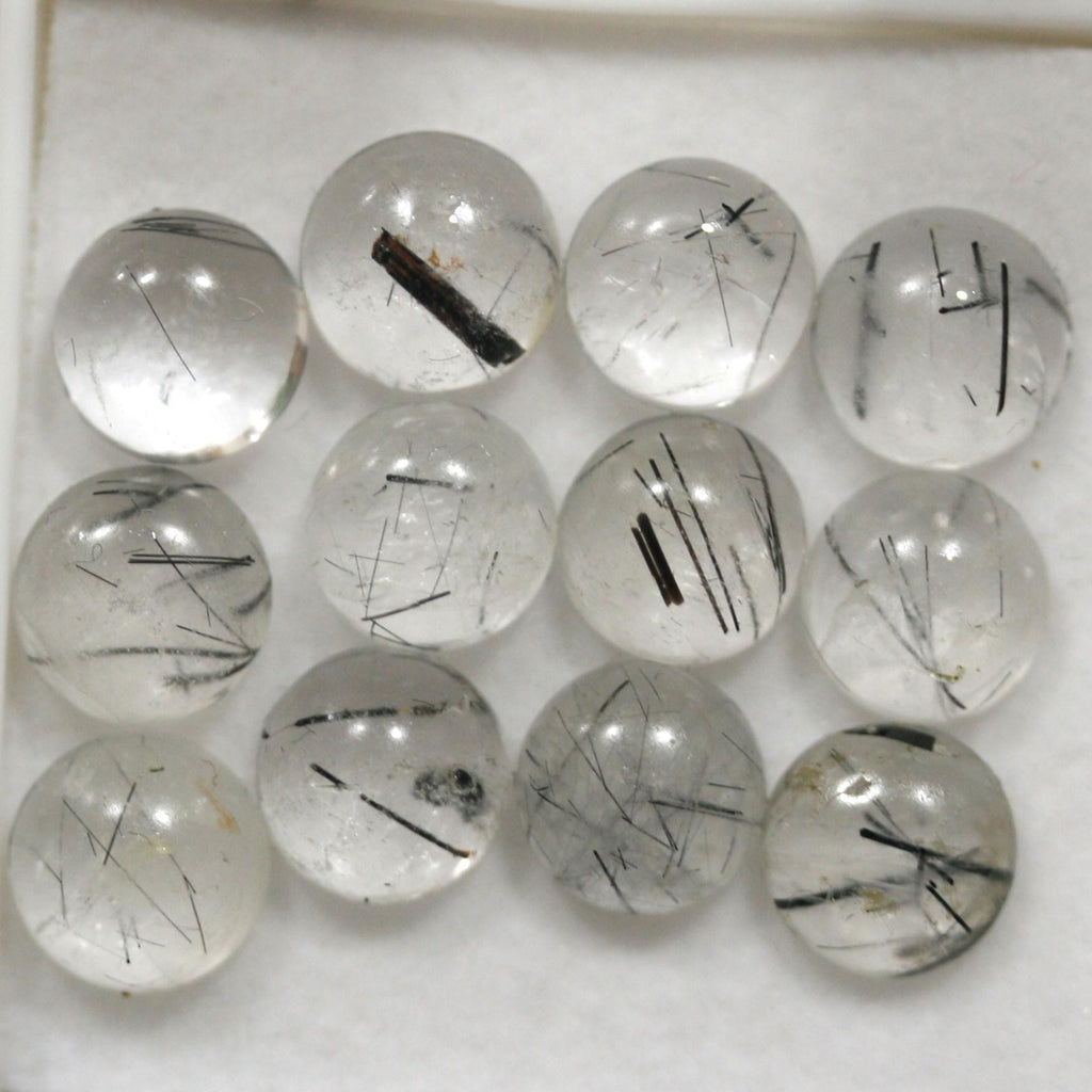 12 Pcs Lot of Turmalinated Quartz Round Smooth Cabochon 8mm (12 Pcs).- Item.1779CB