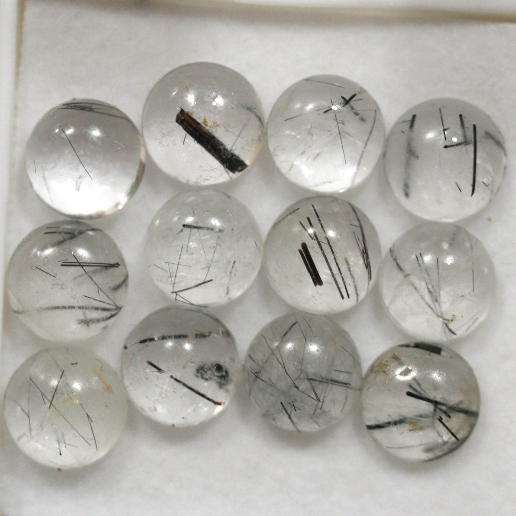 12 Pcs Lot of Turmalinated Quartz Round Smooth Cabochon 8mm (12 Pcs).- Item.1779CB
