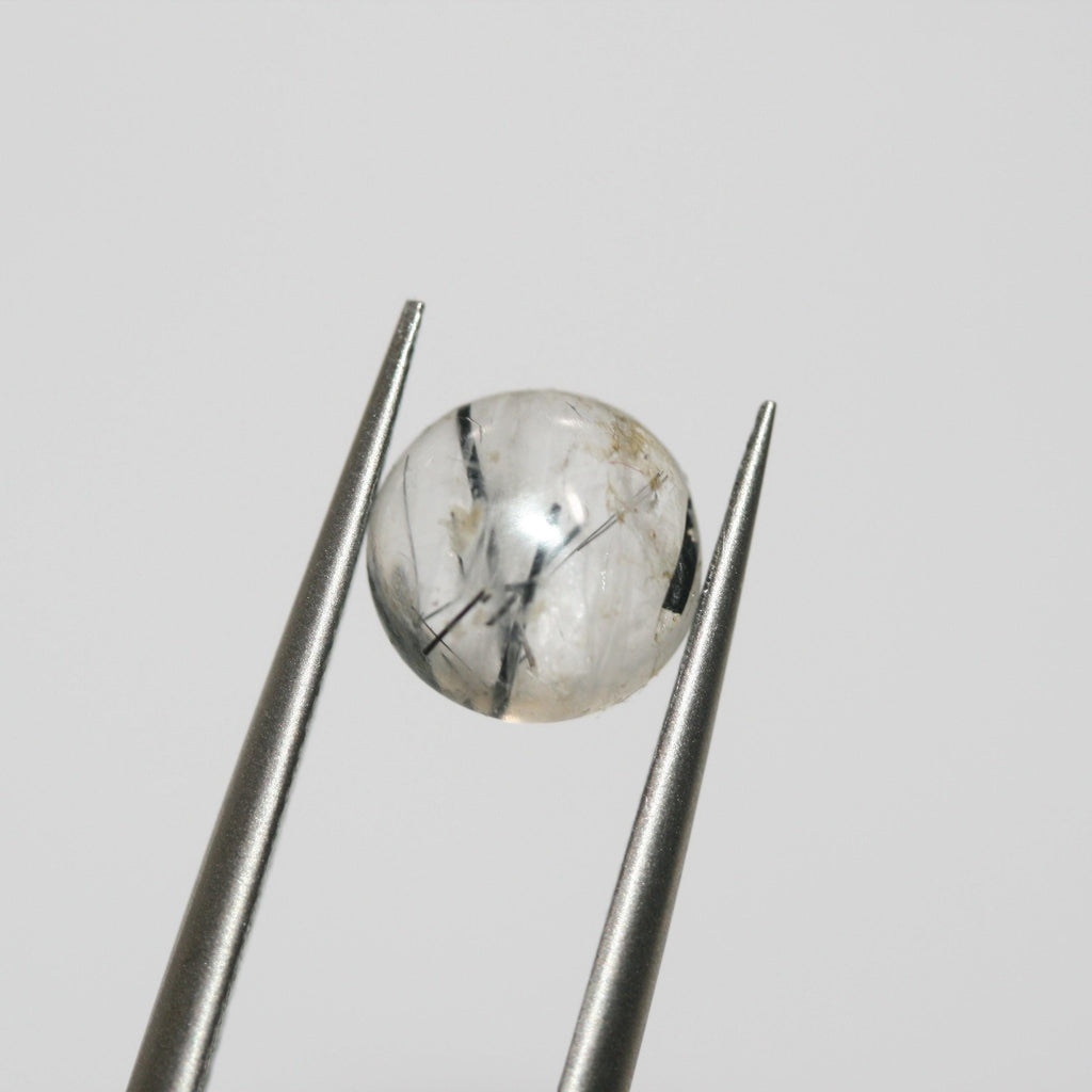 12 Pcs Lot of Turmalinated Quartz Round Smooth Cabochon 8mm (12 Pcs).- Item.1779CB