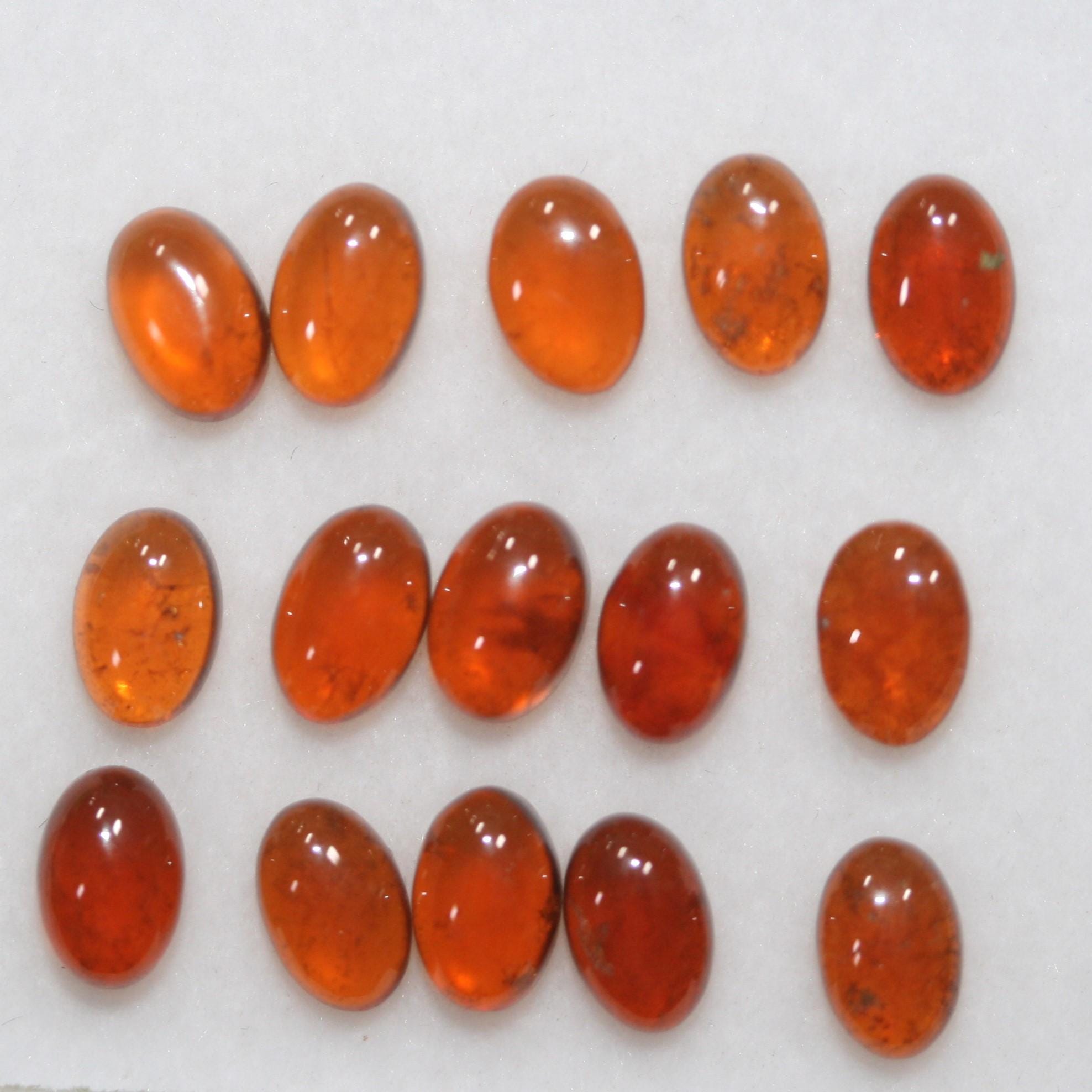 Hessonite Garnet Smooth Oval Cabochon 6x4mm. (15 Pcs).- Item.1754CB
