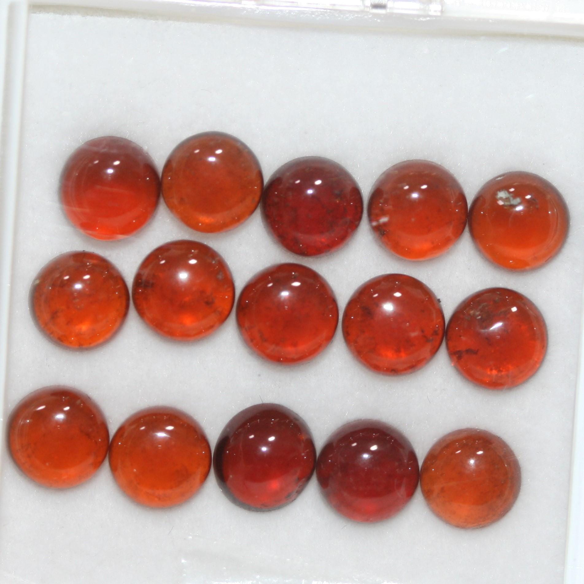 Hessonite Garnet Smooth Round Cabochon 6mm. (15 Pcs).- Item.1759CB
