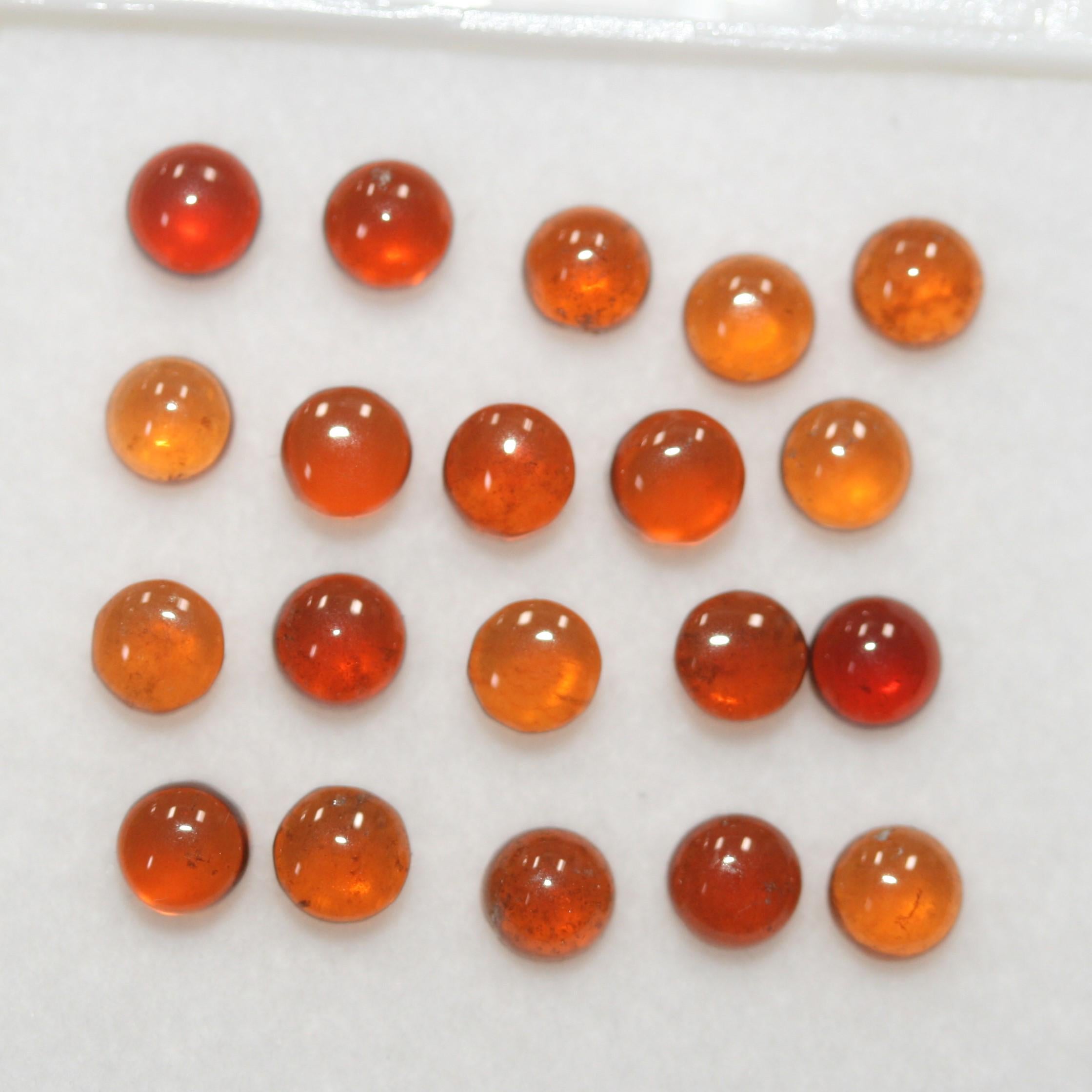Hessonite Garnet Smooth Round Cabochon 4mm. (20 Pcs).- Item.1761CB