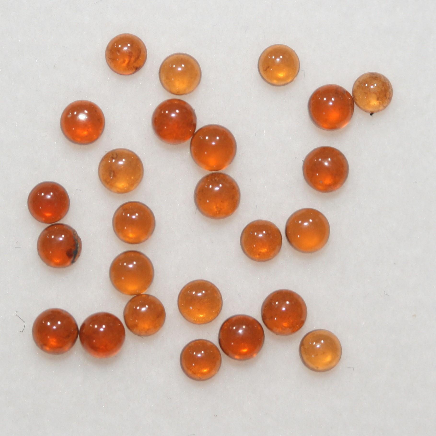 Hessonite Garnet Smooth Round Cabochon 3mm. (25 Pcs).- Item.1762CB