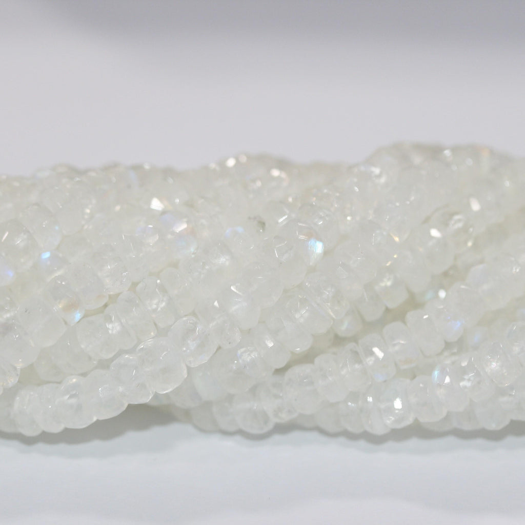 12" St Moonstone Faceted Rondelle Beads 6x3mm.-Strand 32cm