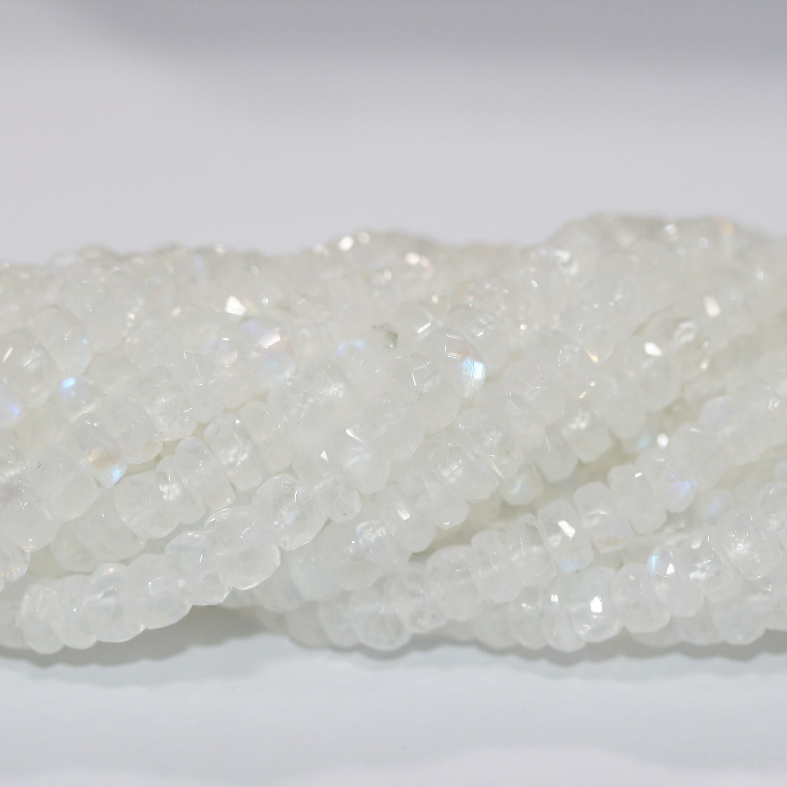 12" St Moonstone Faceted Rondelle Beads 6x3mm.-Strand 32cm