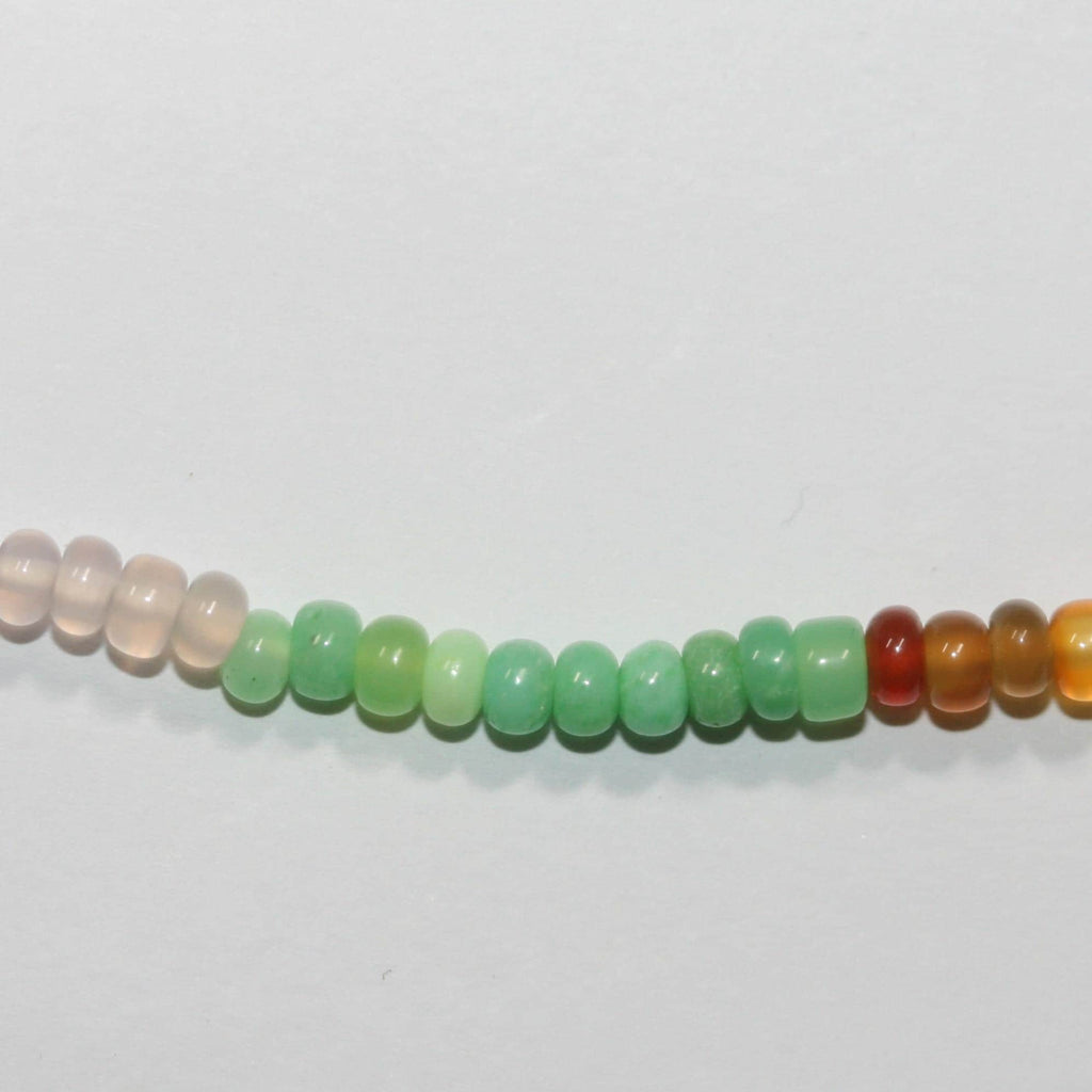 14" St Multi Stone Smooth Rondelle Beads 4x2mm.Approx.-Strand 38cm. Amethyst, Carnelian, Rose Quartz, Chrysoprase