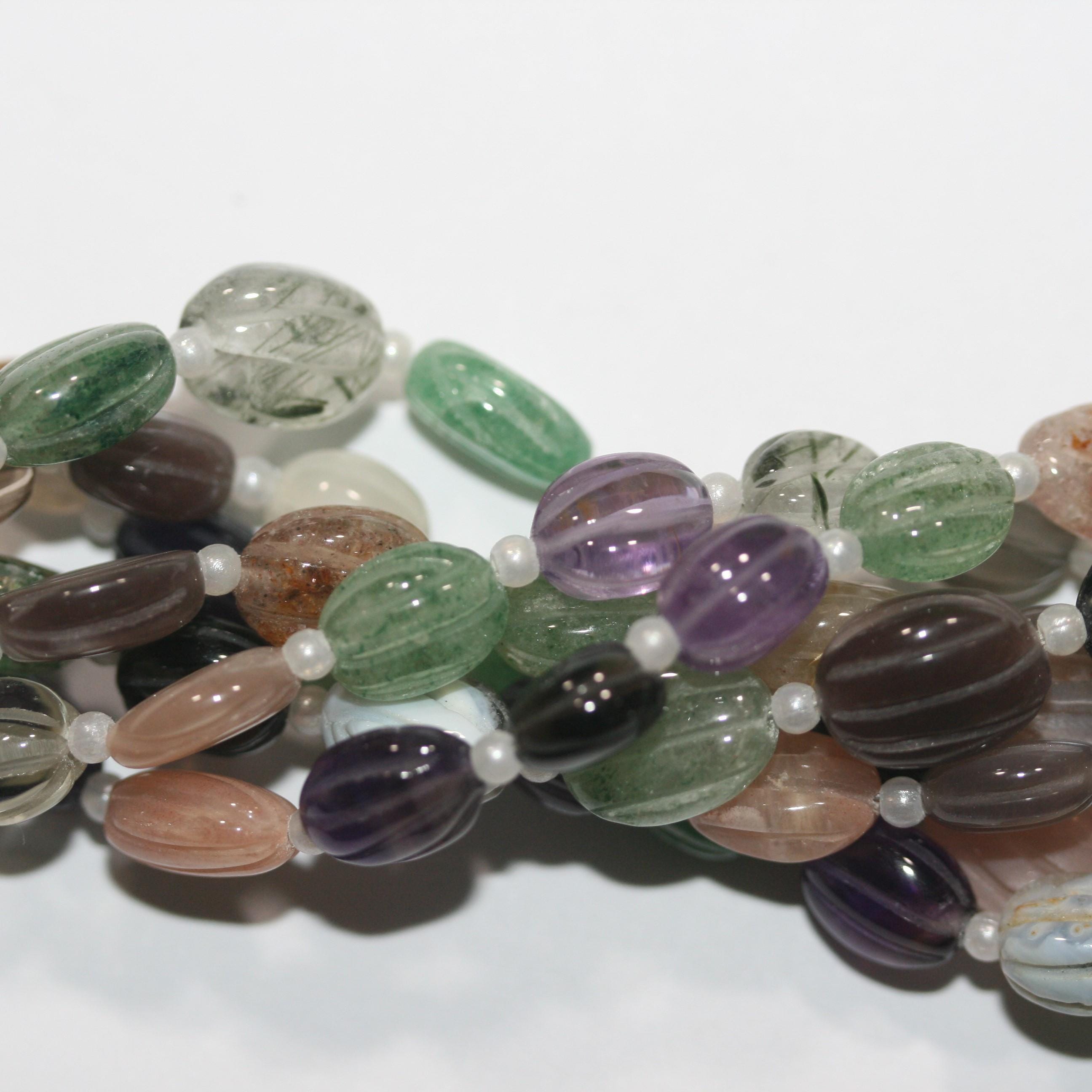 Perles ovales St Multi Stone Gallons de 8 pouces (environ 20 cm), 10 x 8 mm. Longueur du fil : 20 cm environ. Réf. 15025