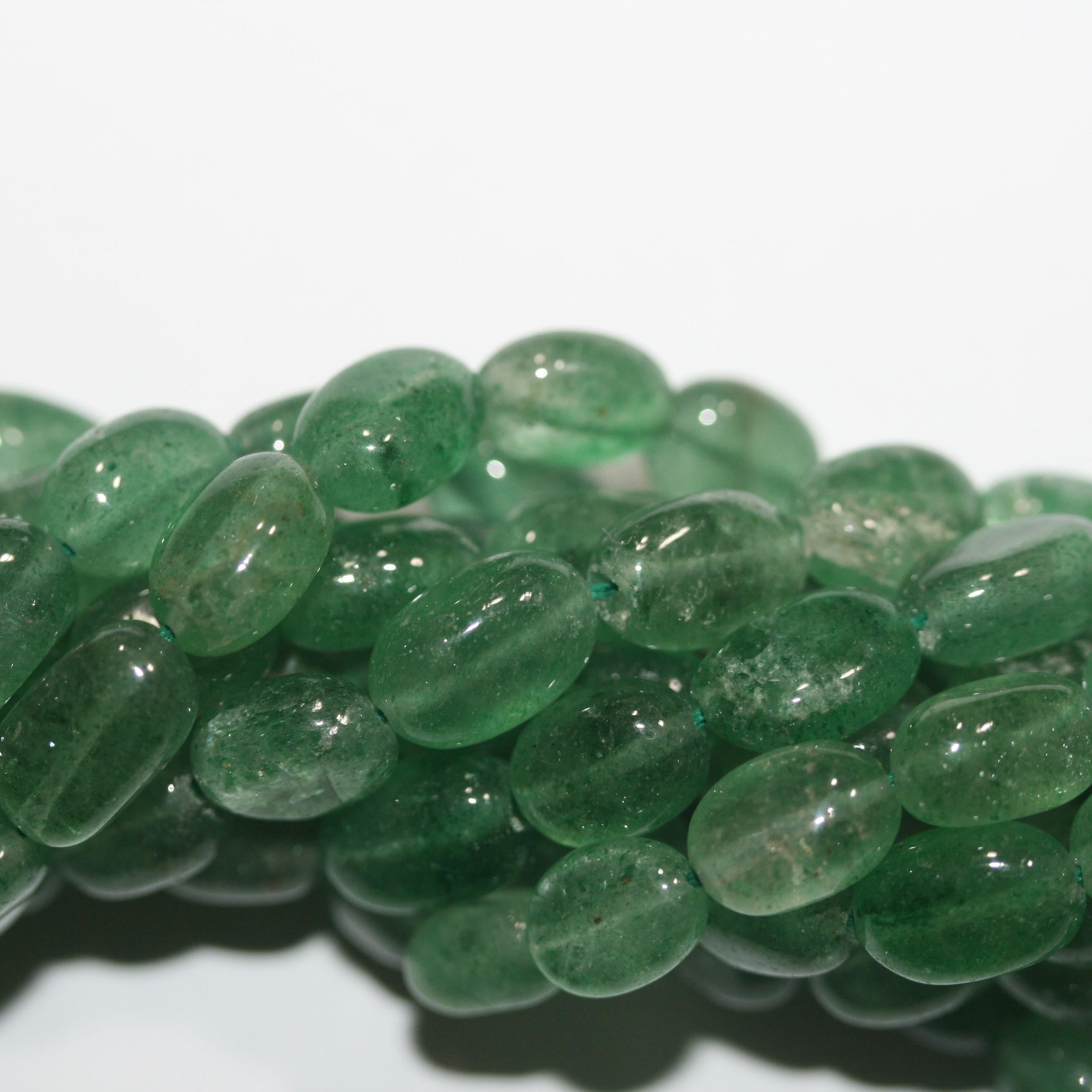 Cuentas ovaladas lisas de aventurina verde San, 45 cm, 10 x 7 mm aprox. - Hilo de 45 cm - Artículo 14973