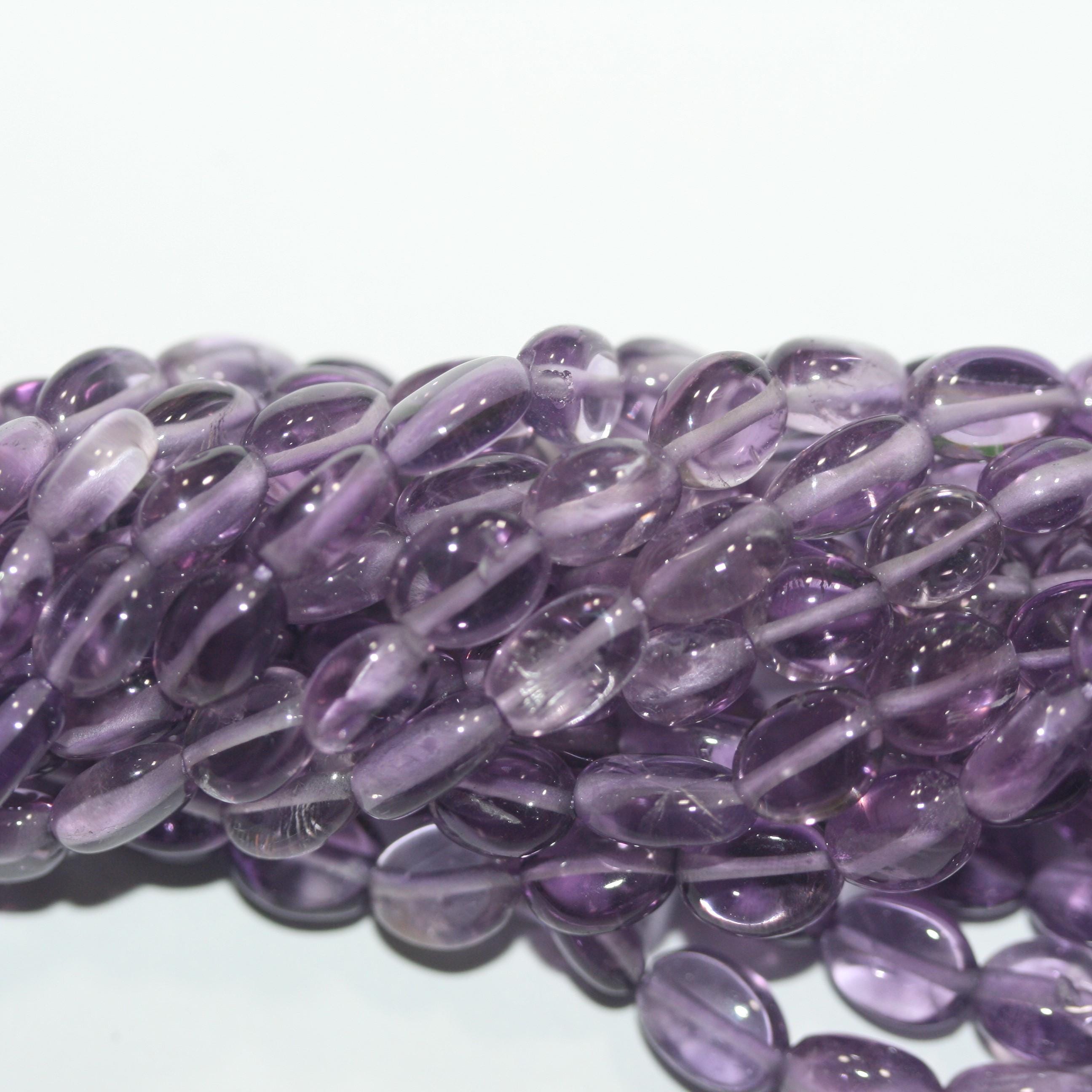 Cuentas ovaladas lisas de amatista de 40 cm (16"), 8 x 6 mm (aprox.), tira de 40 cm