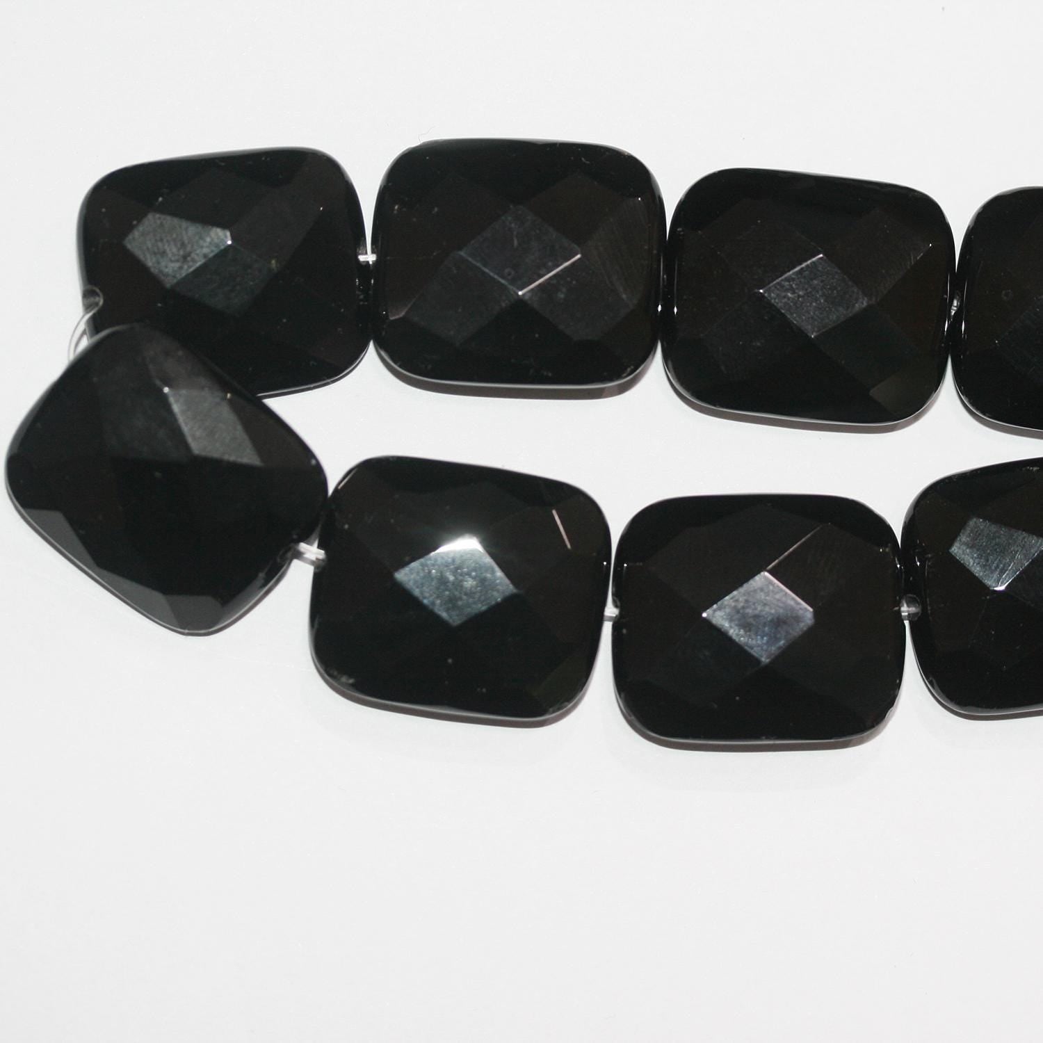 Perles ovales à facettes en onyx St 15" 28x24mm.-Rig 40cm.