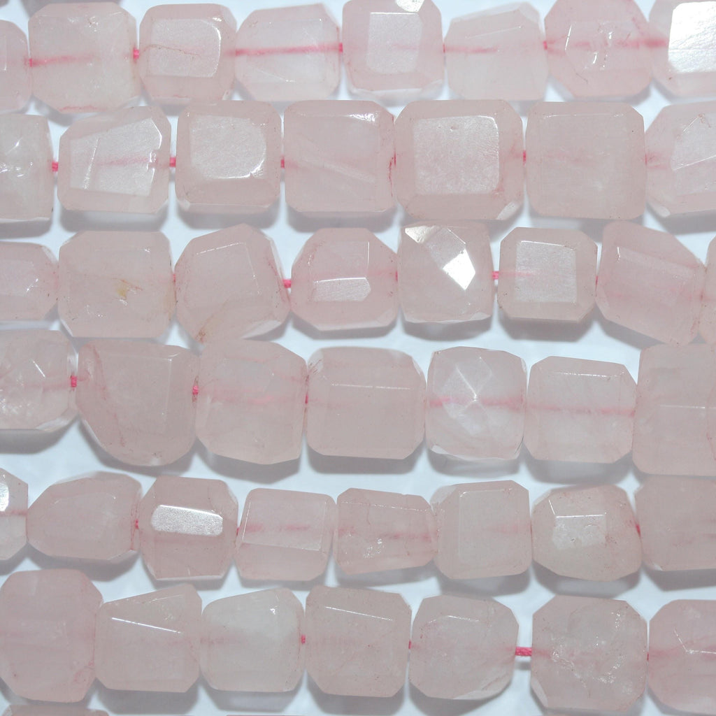 10" St Rose Quartz Irregular Cube Faceted 8-9mm. Approx. -Strand 26cm.-Item.15062