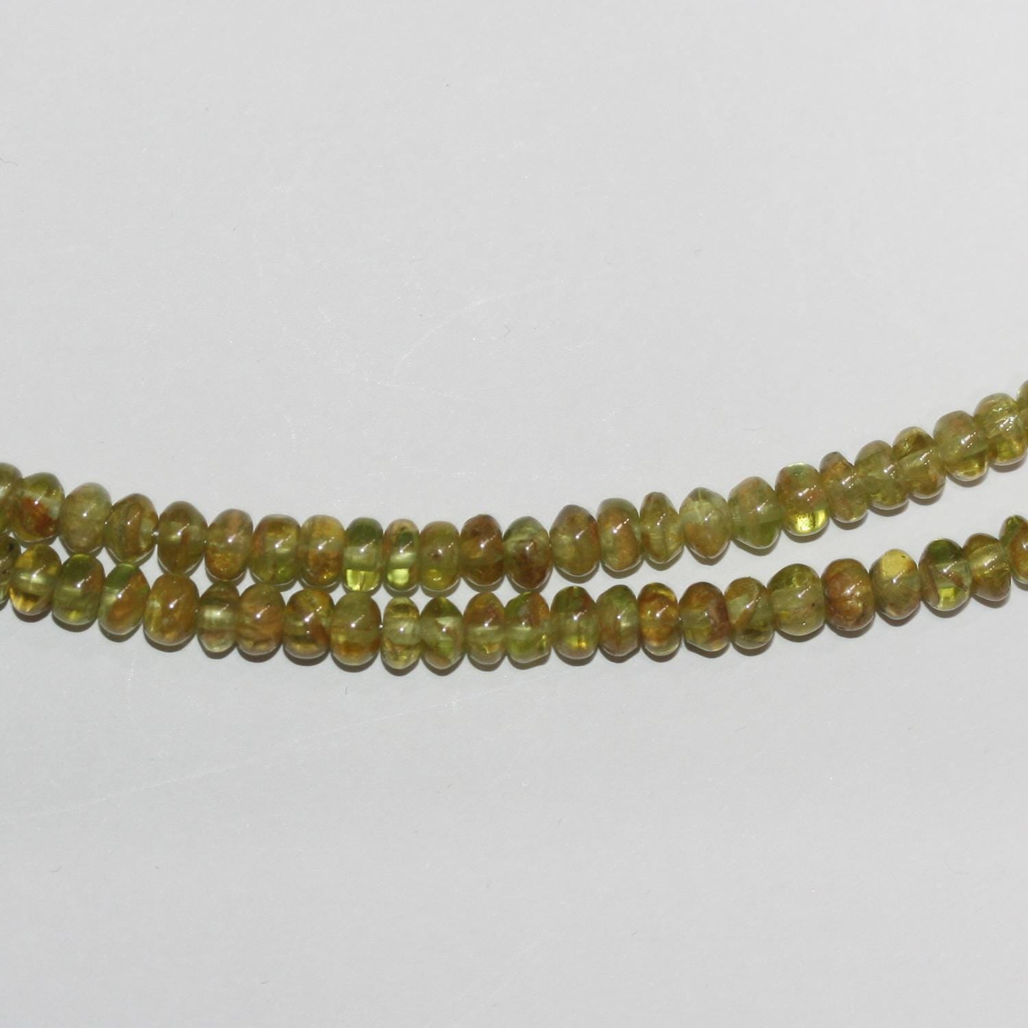 Cuentas redondas lisas de granate St Grossular de 16" (5 x 3 mm) - Hilo de 40 cm