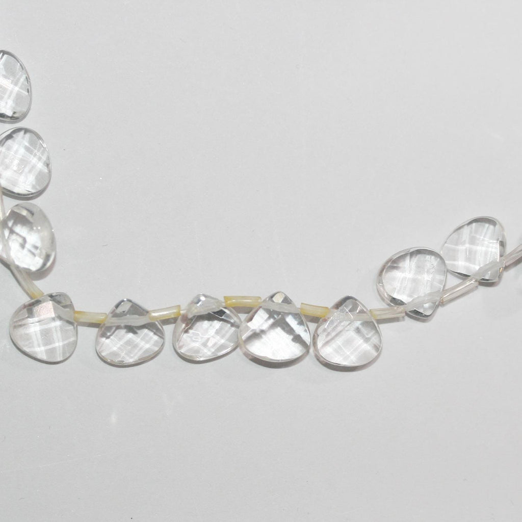 Perles en cristal de roche facettées en forme de goutte de 8 pouces, 10 mm - Fil de 20 cm.