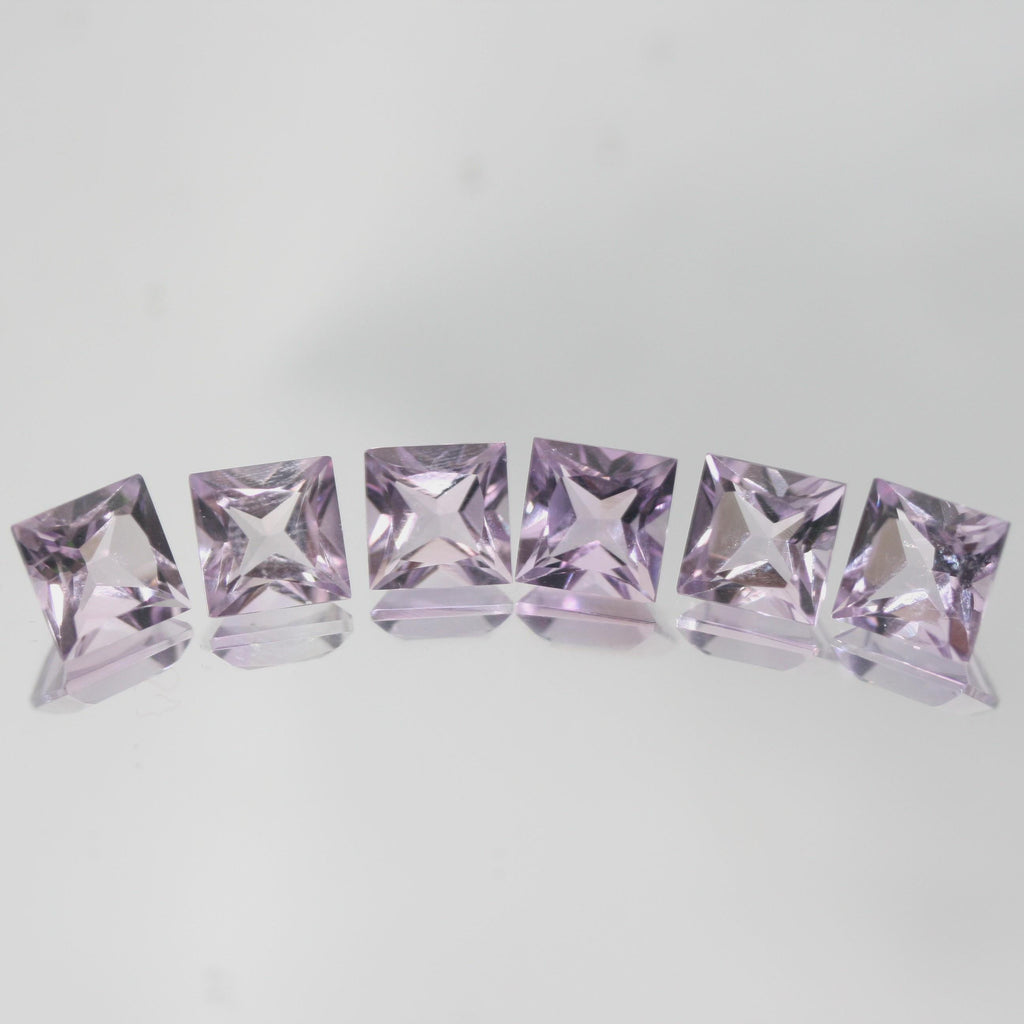 Lote de 6 amatistas facetadas cuadradas de 7 mm. (6 piezas) - Artículo: 665LO