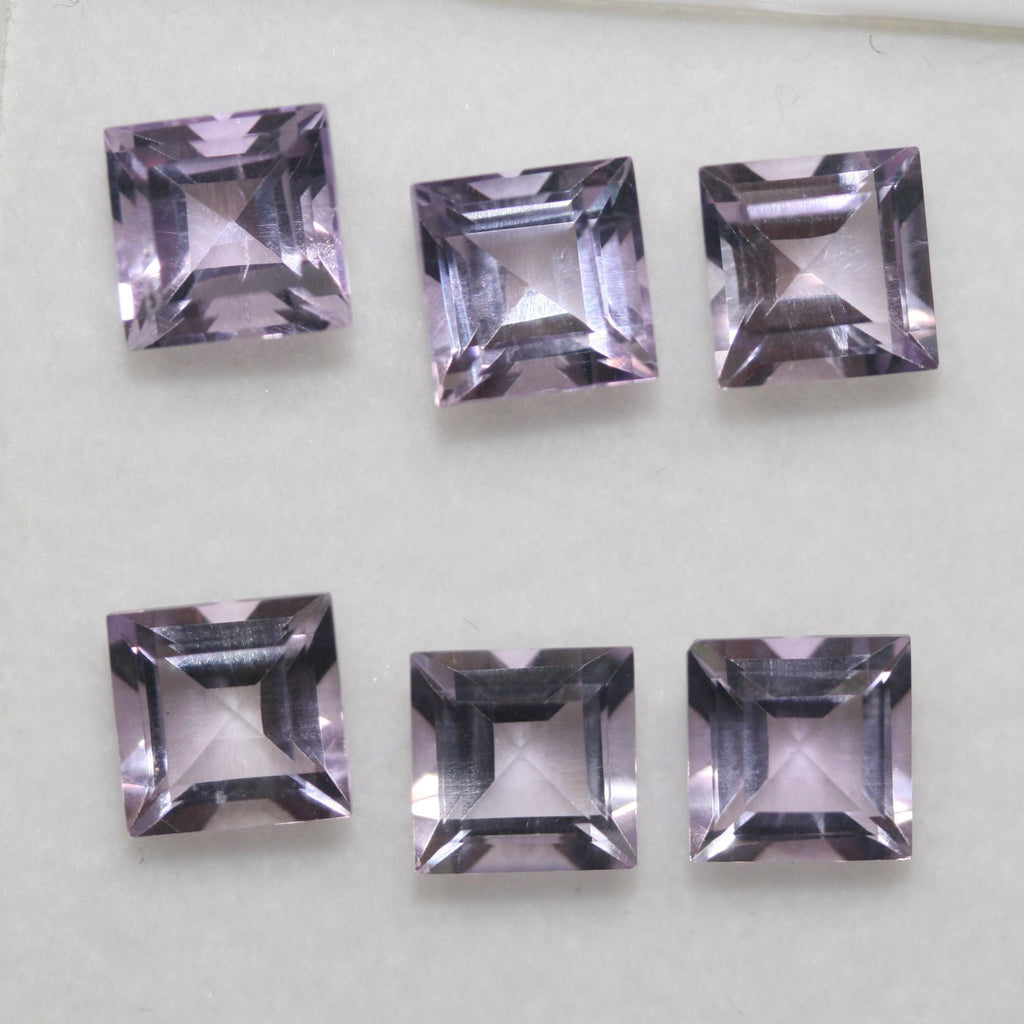 Lote de 6 amatistas facetadas cuadradas de 7 mm. (6 piezas) - Artículo: 666LO