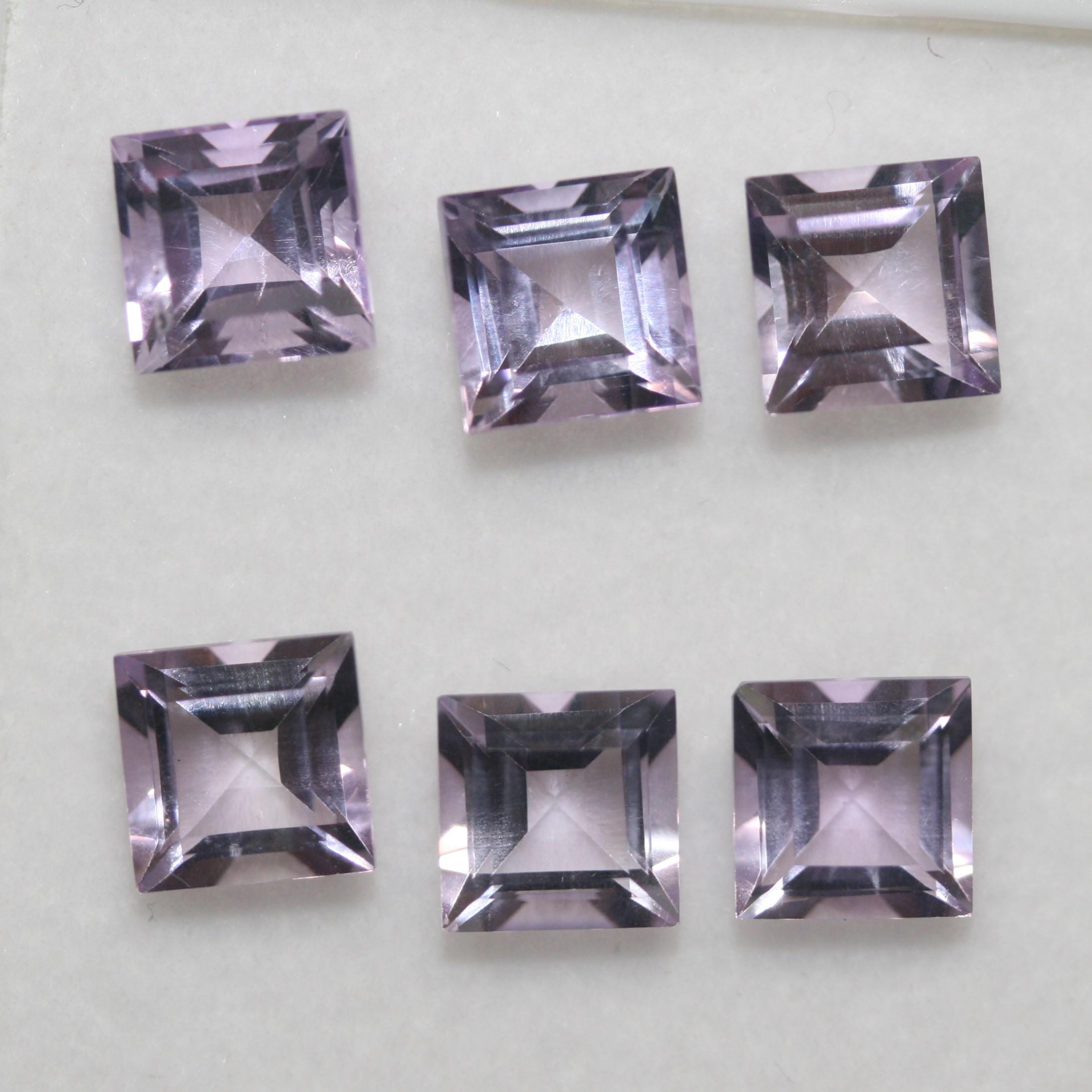 Lote de 6 amatistas facetadas cuadradas de 7 mm. (6 piezas) - Artículo: 666LO
