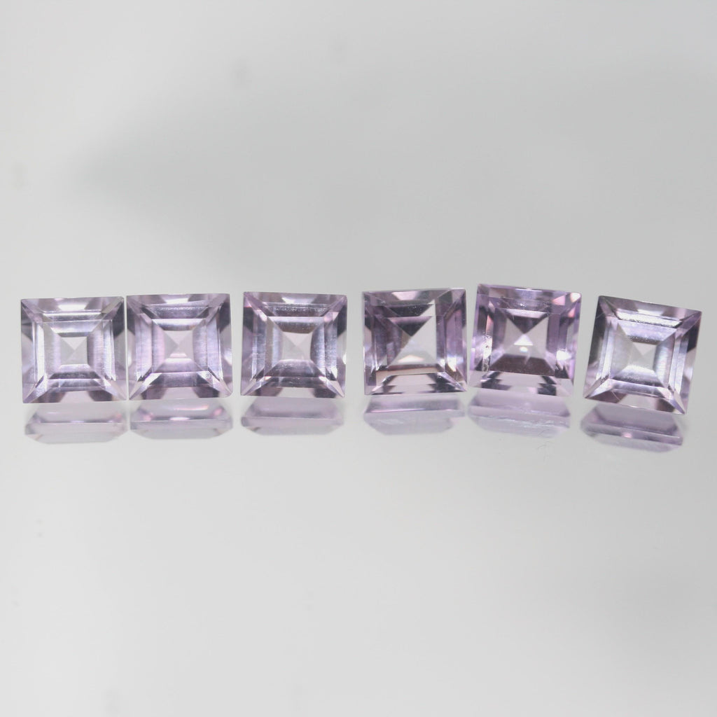 Lote de 6 amatistas facetadas cuadradas de 7 mm. (6 piezas) - Artículo: 666LO